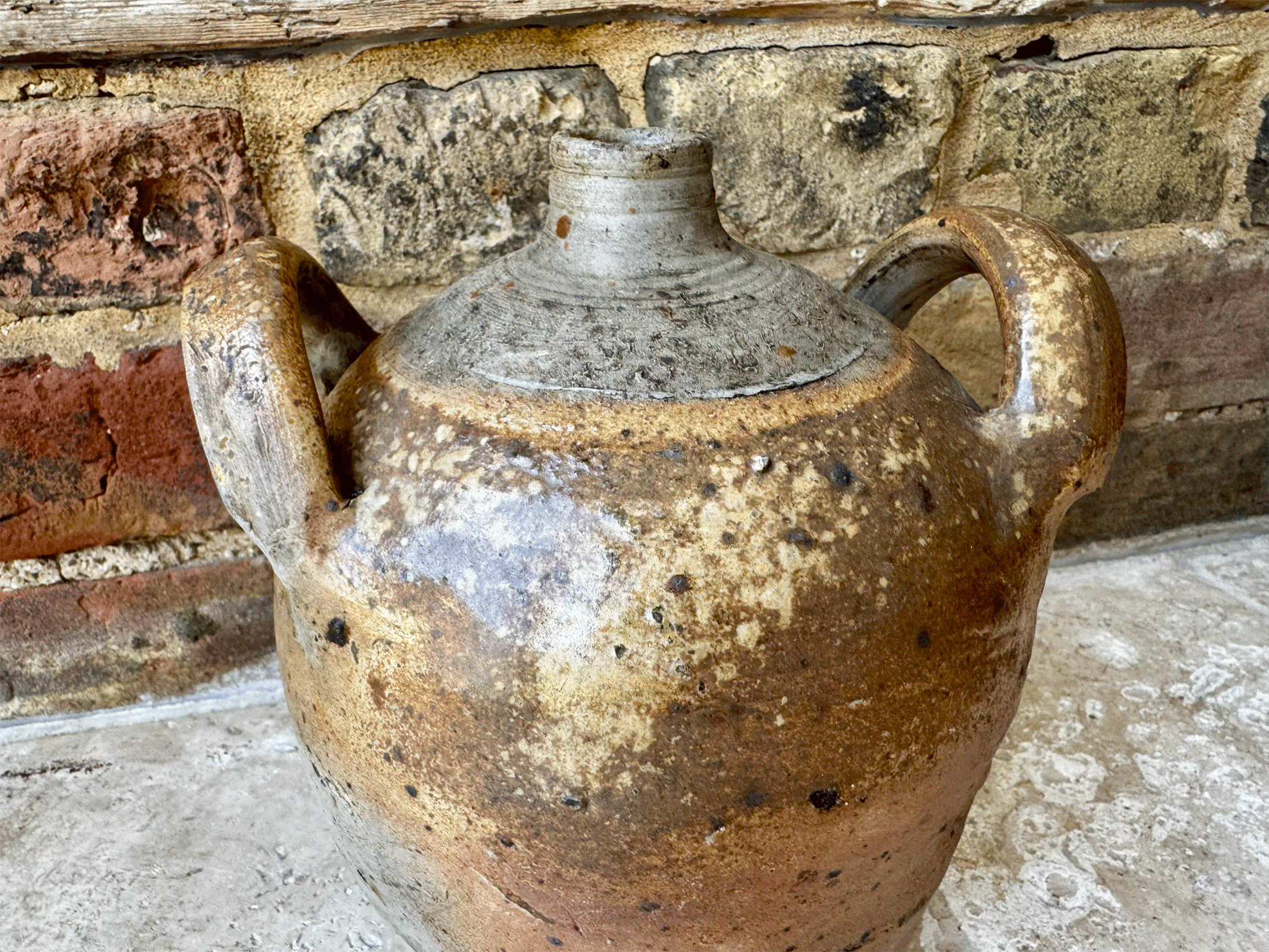 antique french rustic stoneware confit oil wine vinegar preserving jar