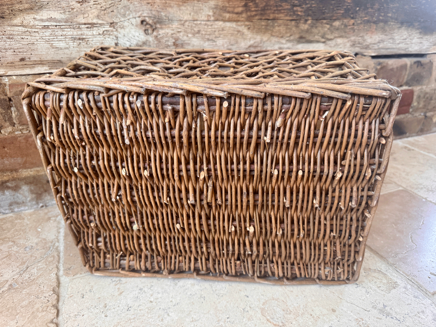vintage french rustic country style wicker trug basket bottle holder carrier