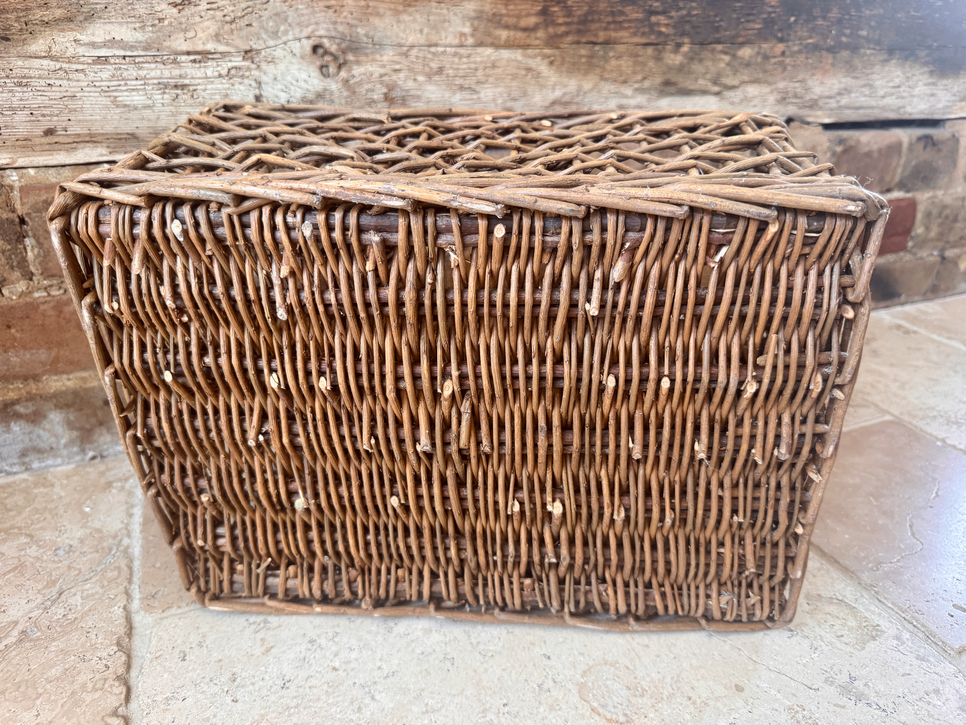 vintage french rustic country style wicker trug basket bottle holder carrier