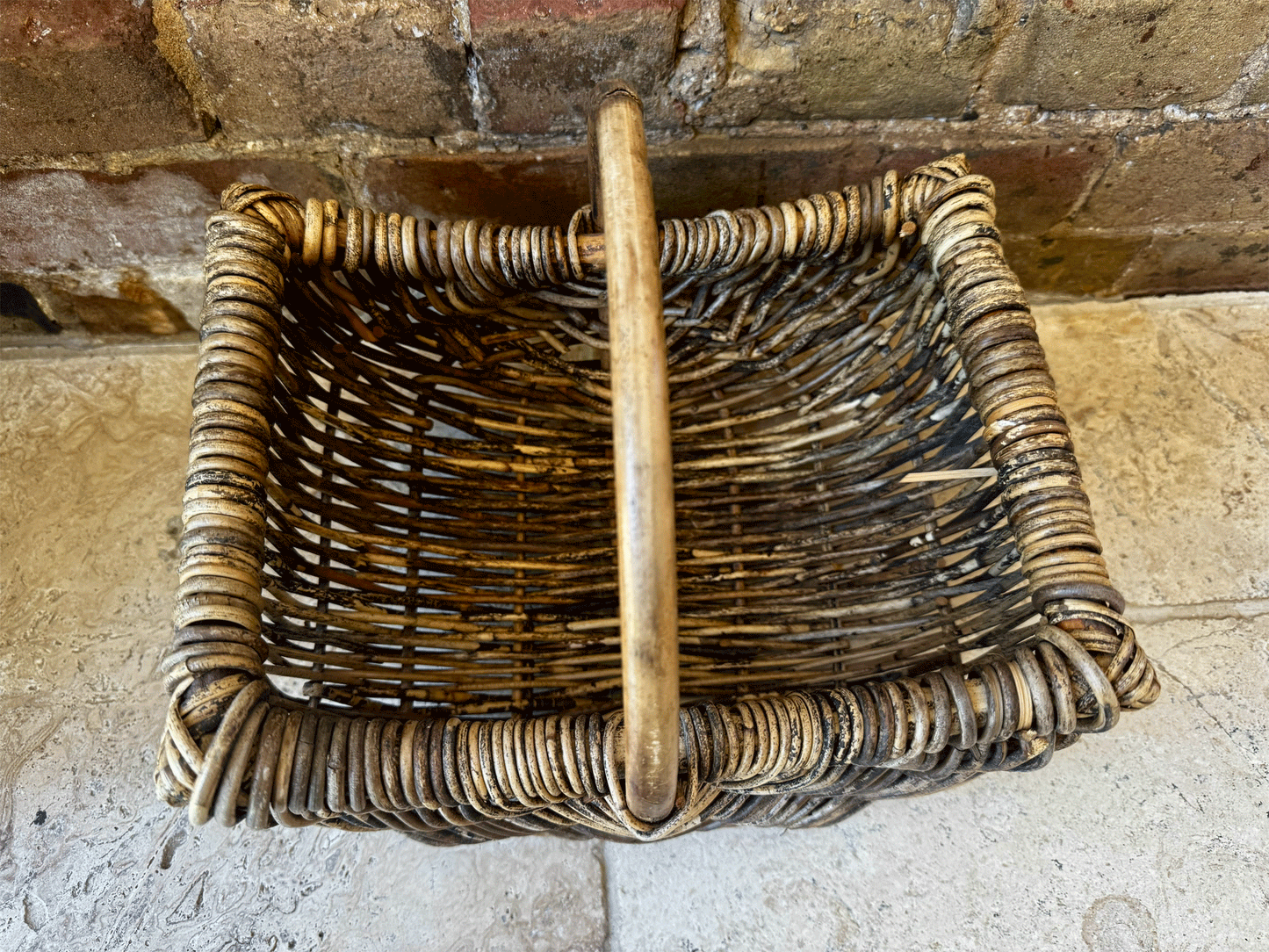 antique vintage french panier basket deep wicker bentwood shopping decorative garden trug