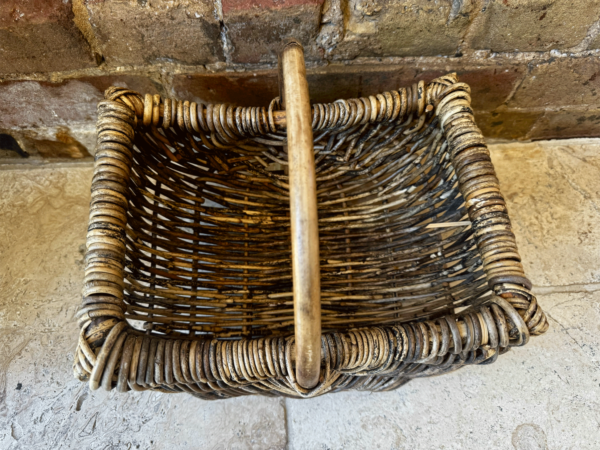 antique vintage french panier basket deep wicker bentwood shopping decorative garden trug