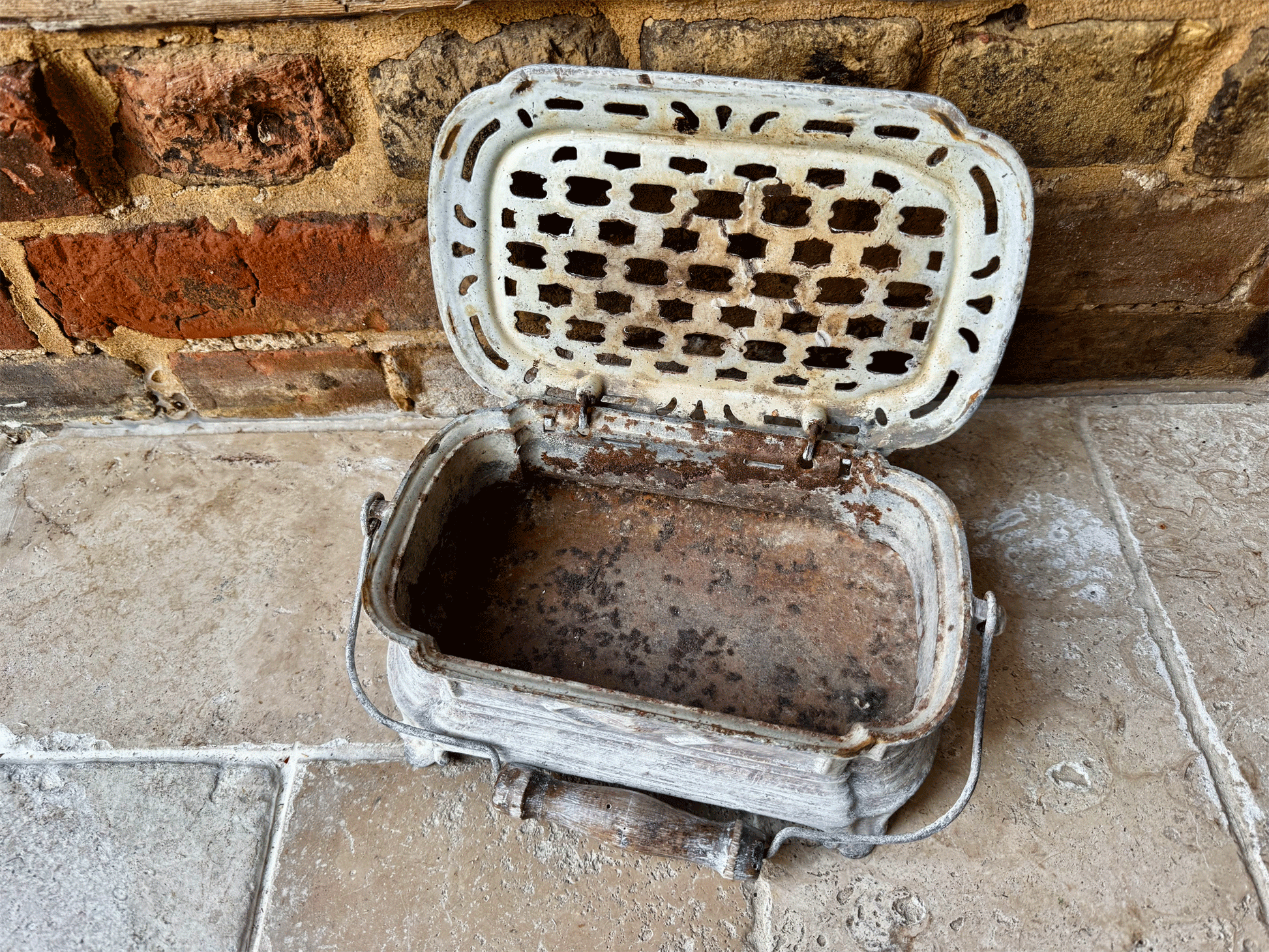 french decorative antique cast iron chaufferette foot warmer alfred corneaux charleville