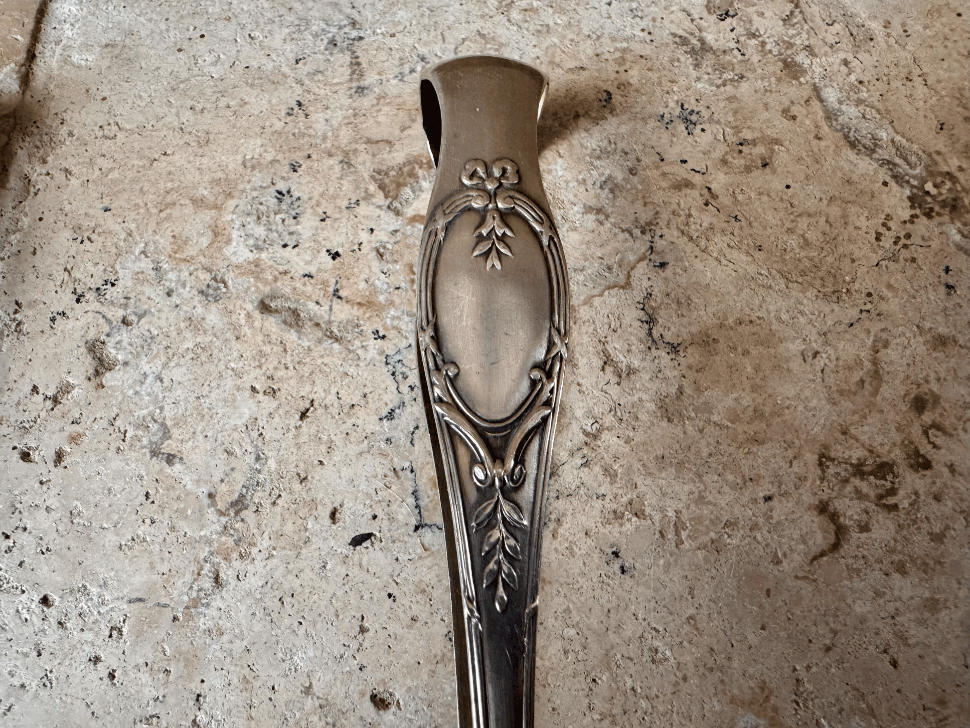 antique french silver plated sugar tong lion feet clasps bows ribbos christofle