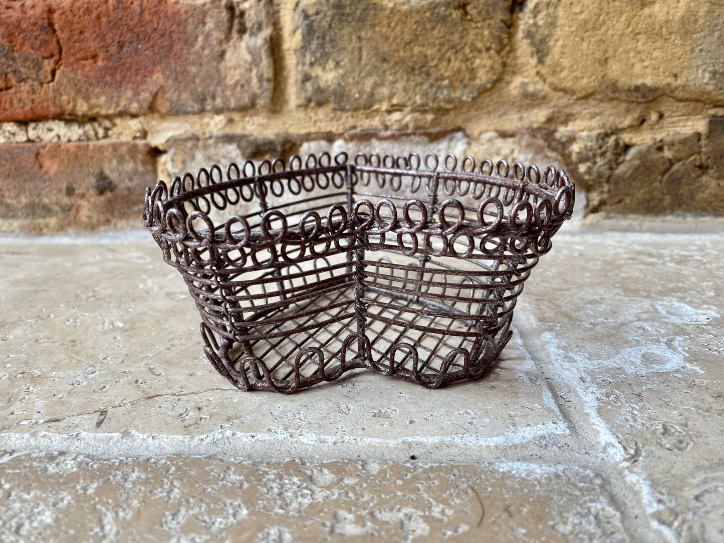 vintage french small wirework heart shaped basket