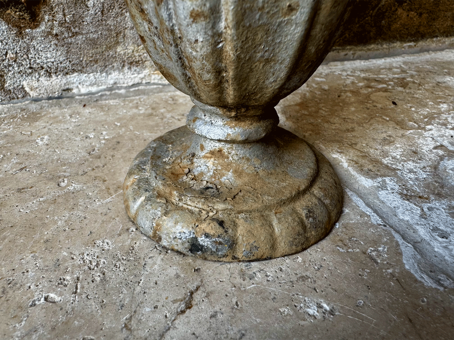 antique french rustic silver cast iron planter urn goblet