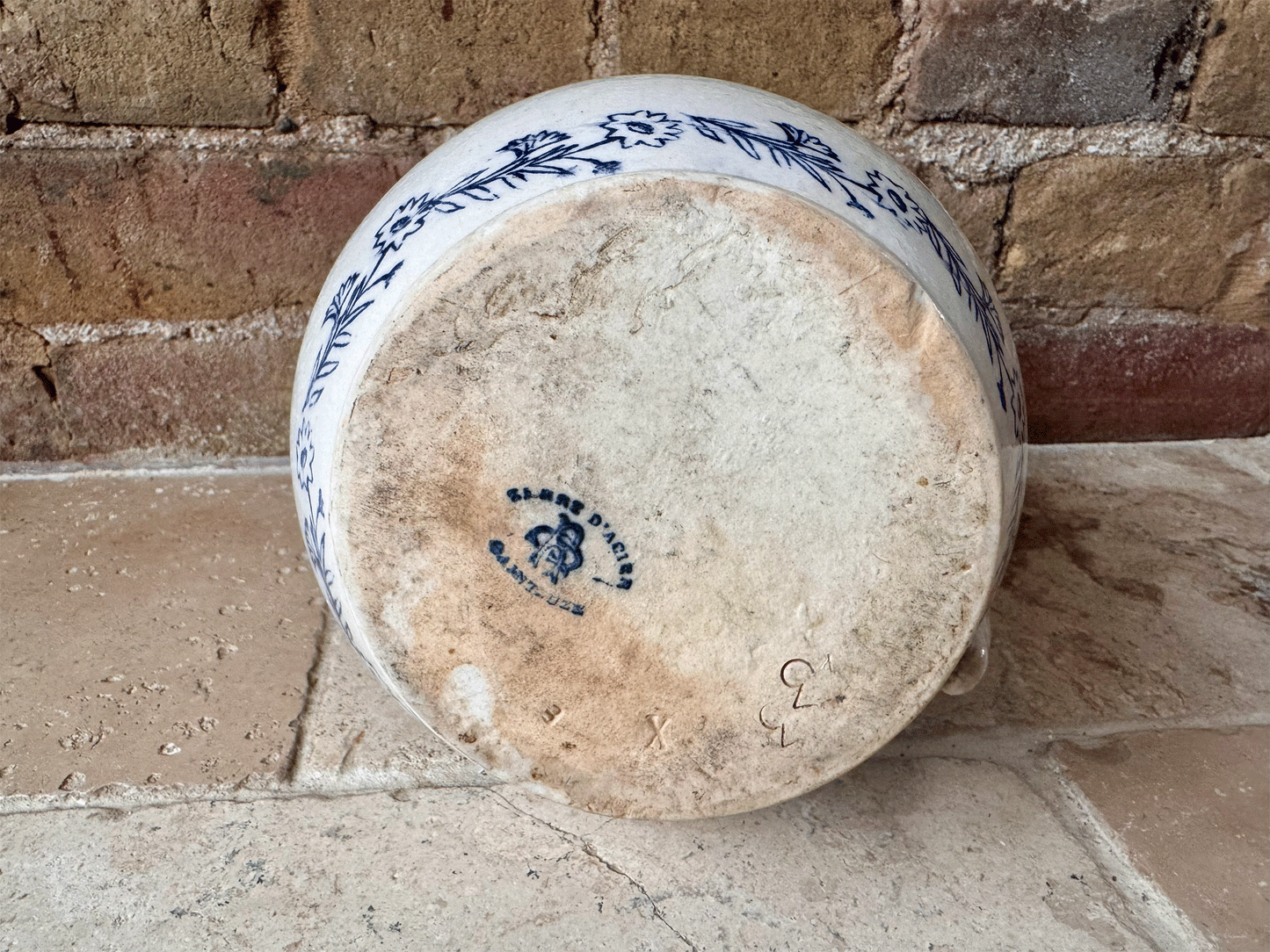 antique french large st uze cobalt blue water pitcher jug