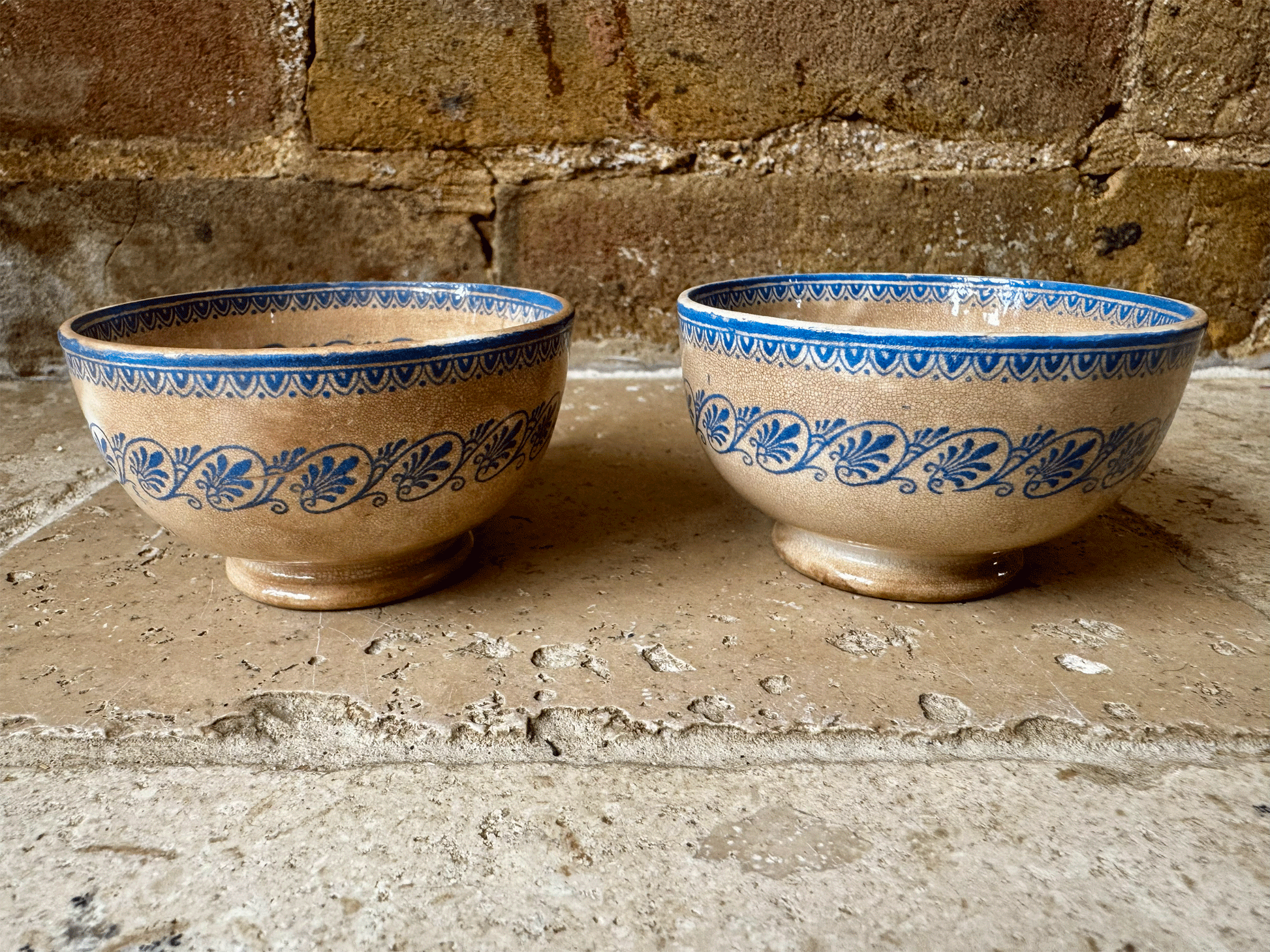 rare antique french timeworn buttery crzed patina blue transferware coffee espresso cup faience blue transferware