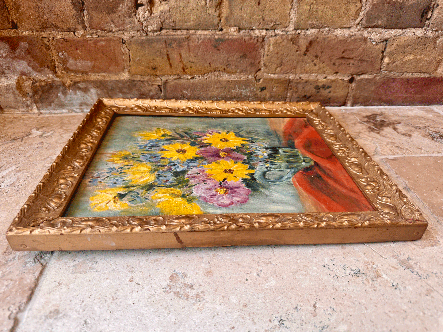 Antique French Signed and Framed Floral Painting