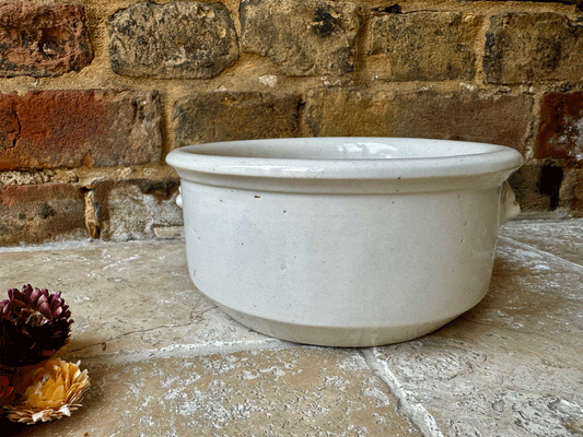 antique french white stoneware ironstone large mixing bowl lion head handles