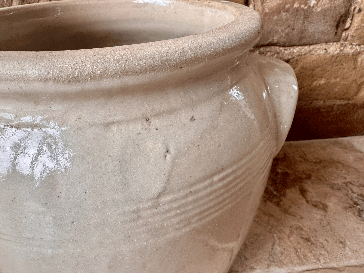 antique french large country stoneware glazed confit pot
