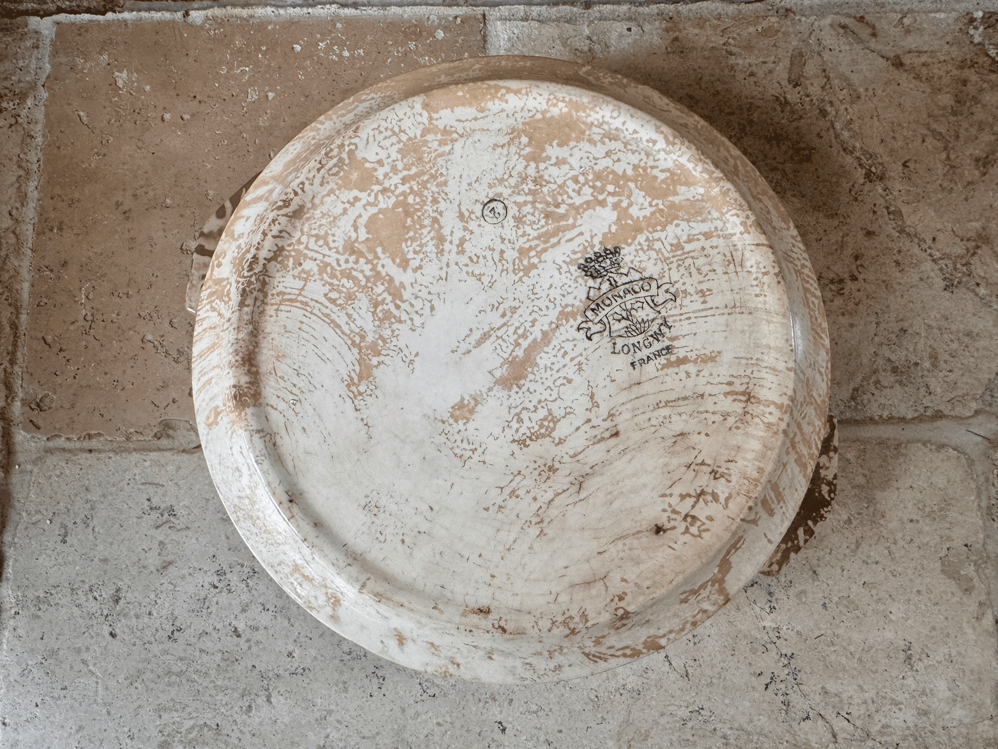 antique stained heavily patinated timeworn aged french terre de fer ironstone tureen soupiere longwy monaco