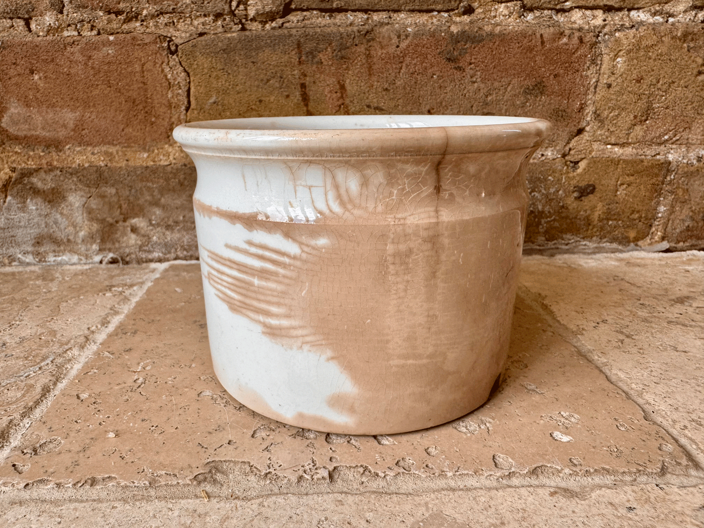 antique french ironstone chunky confiture pot digoin sarreguemines