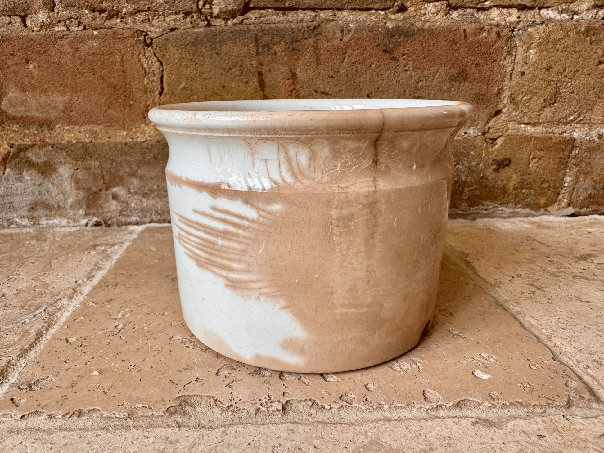 antique french ironstone chunky confiture pot digoin sarreguemines