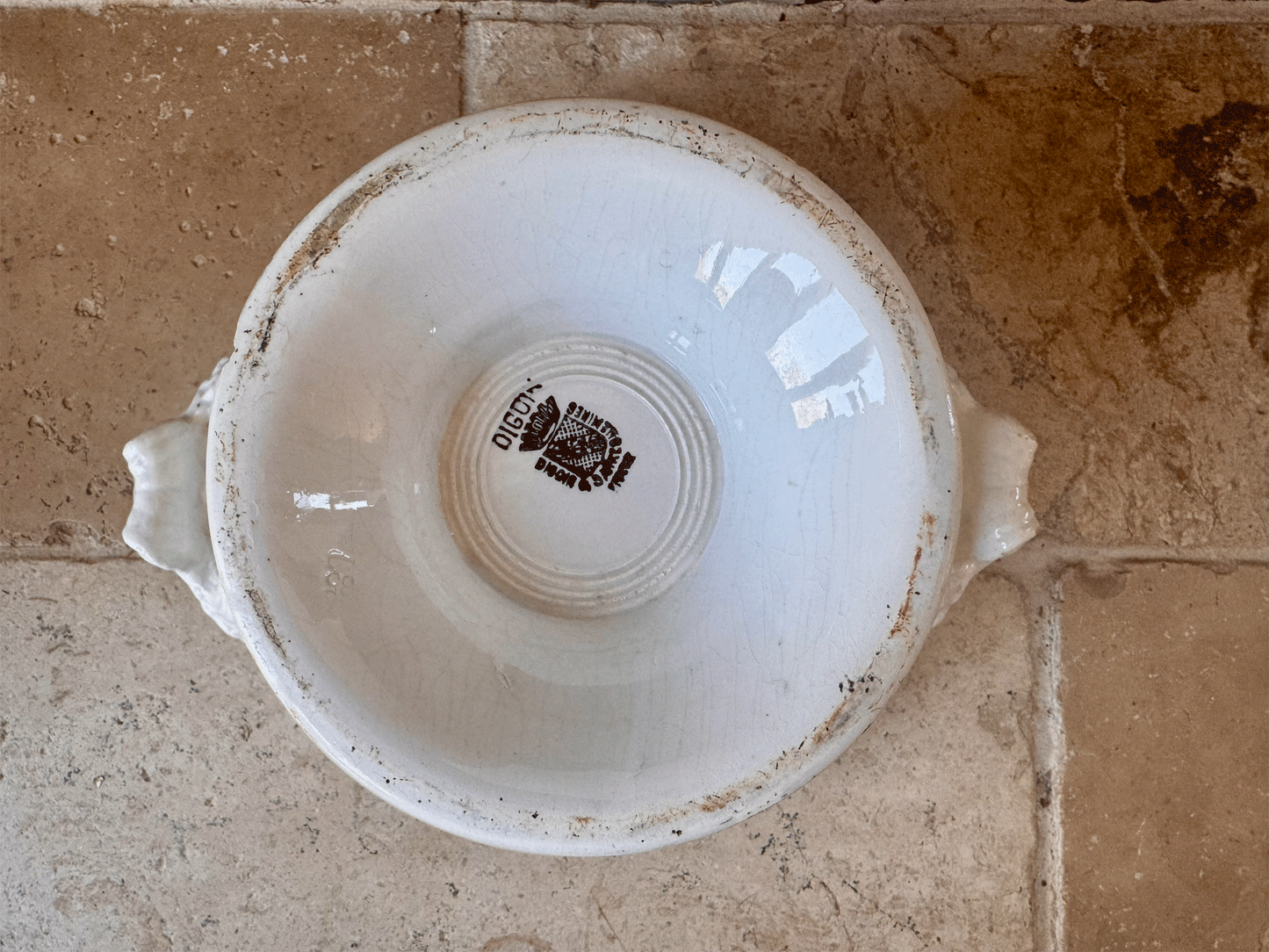 antique french large plain white ironstone soupiere planter sarreguemines