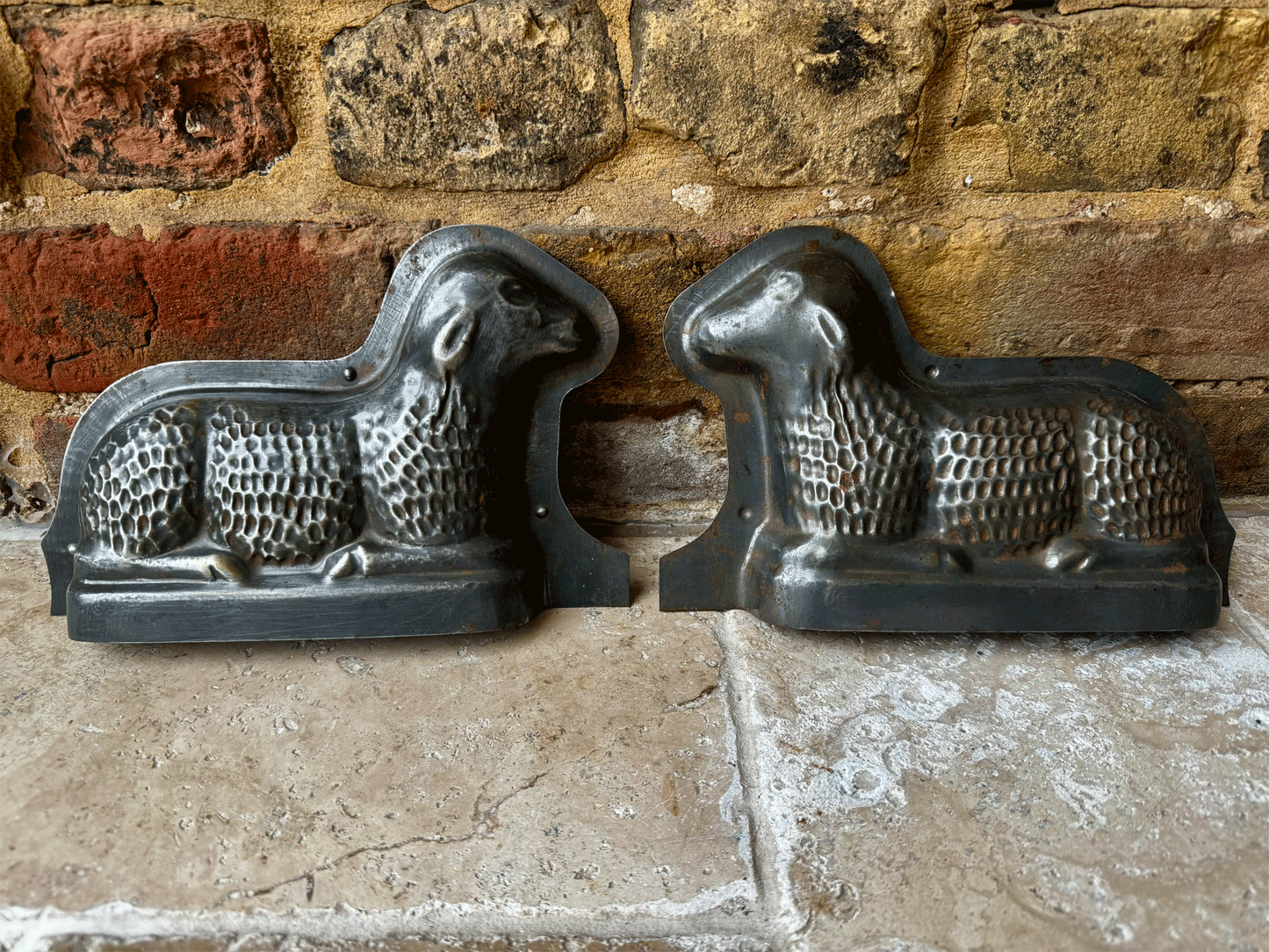 antique french tin steel chocolate mould lamb sheep