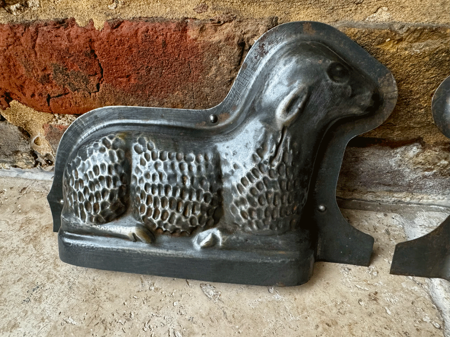 antique french tin steel chocolate mould lamb sheep