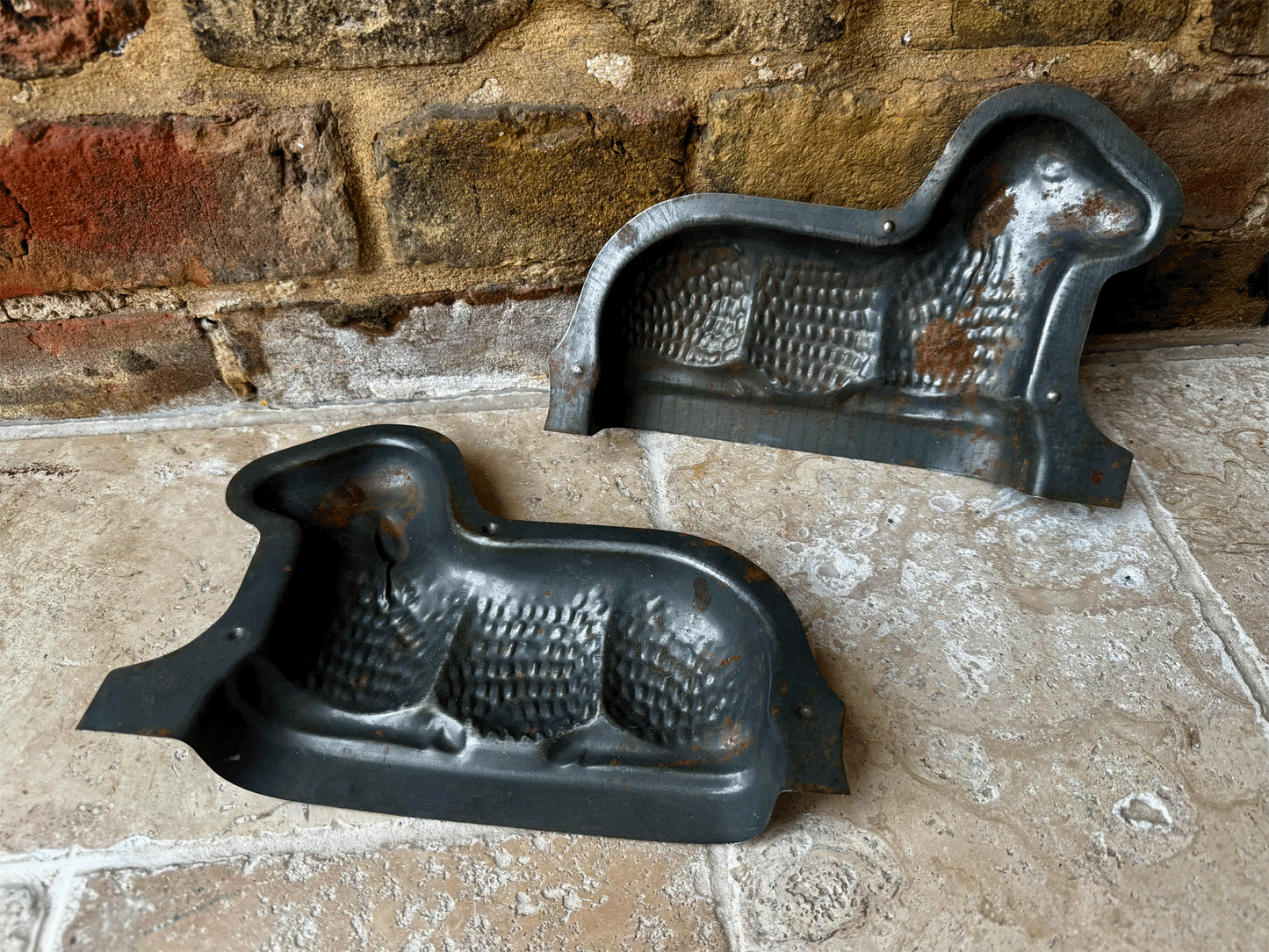 antique french tin steel chocolate mould lamb sheep