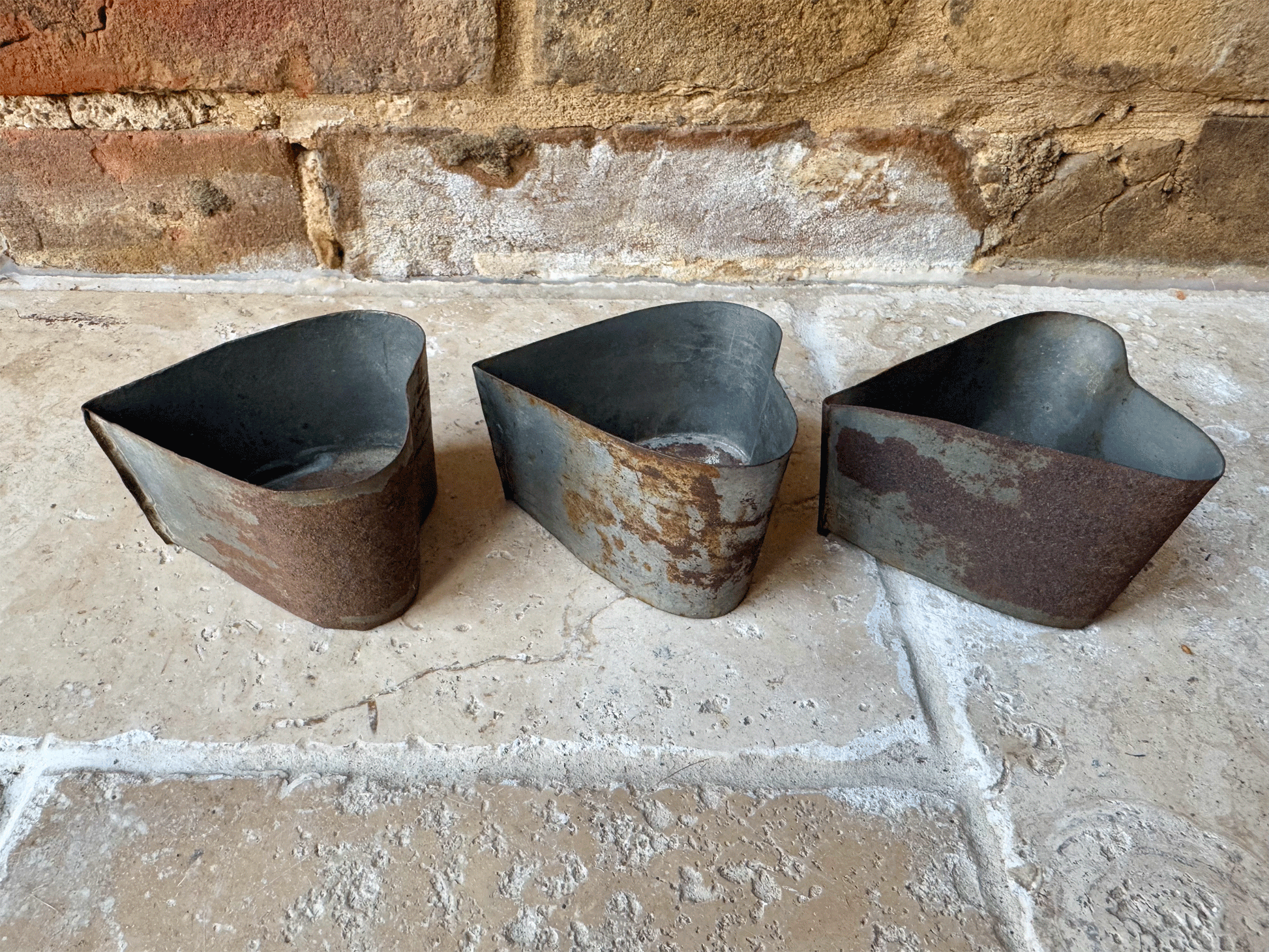 vintage antique french small tin heart shaped baking mould tealight holder decor