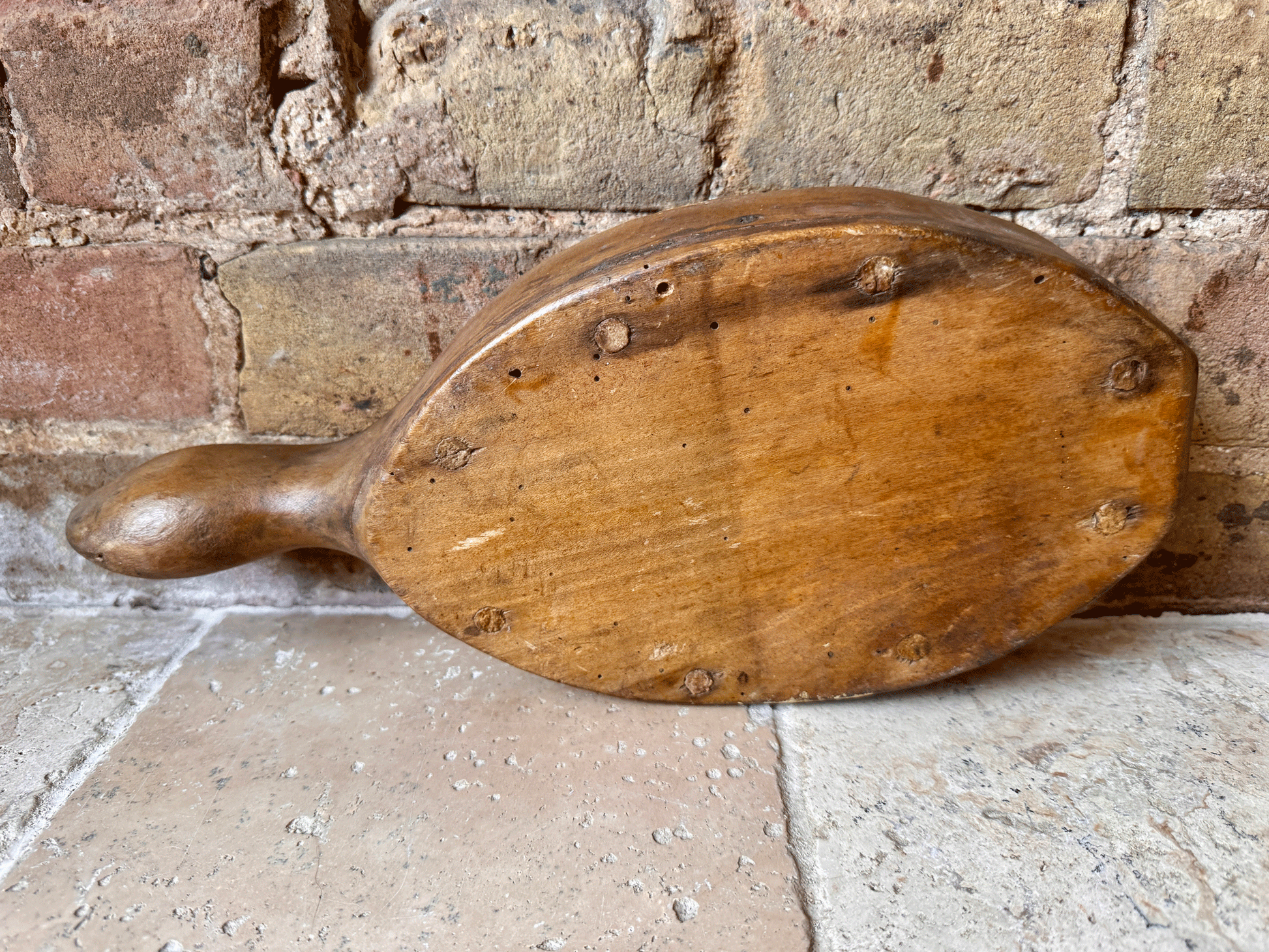 antique french large wooden treen carved butter brick mould grazing cow floral garland decoration