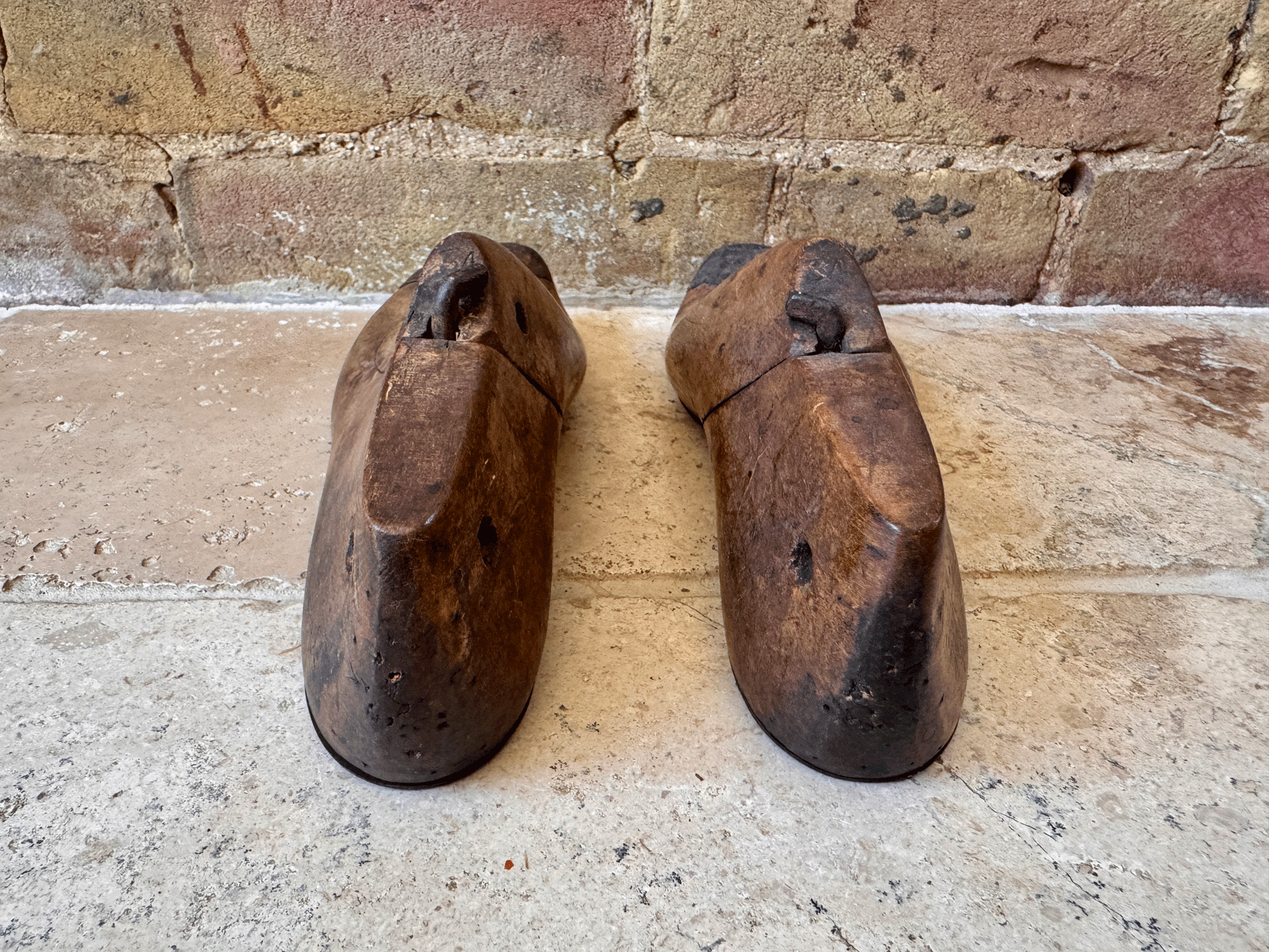 antique french 19th century wooden children shoe lasts cobblers moulds vintage styling decorative accessory