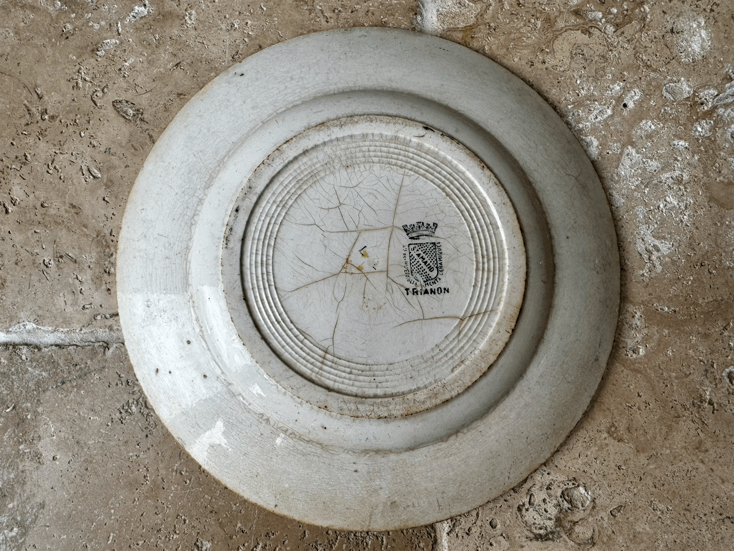 antique french terre de fer green transferware side plate st amand trianon cherubs