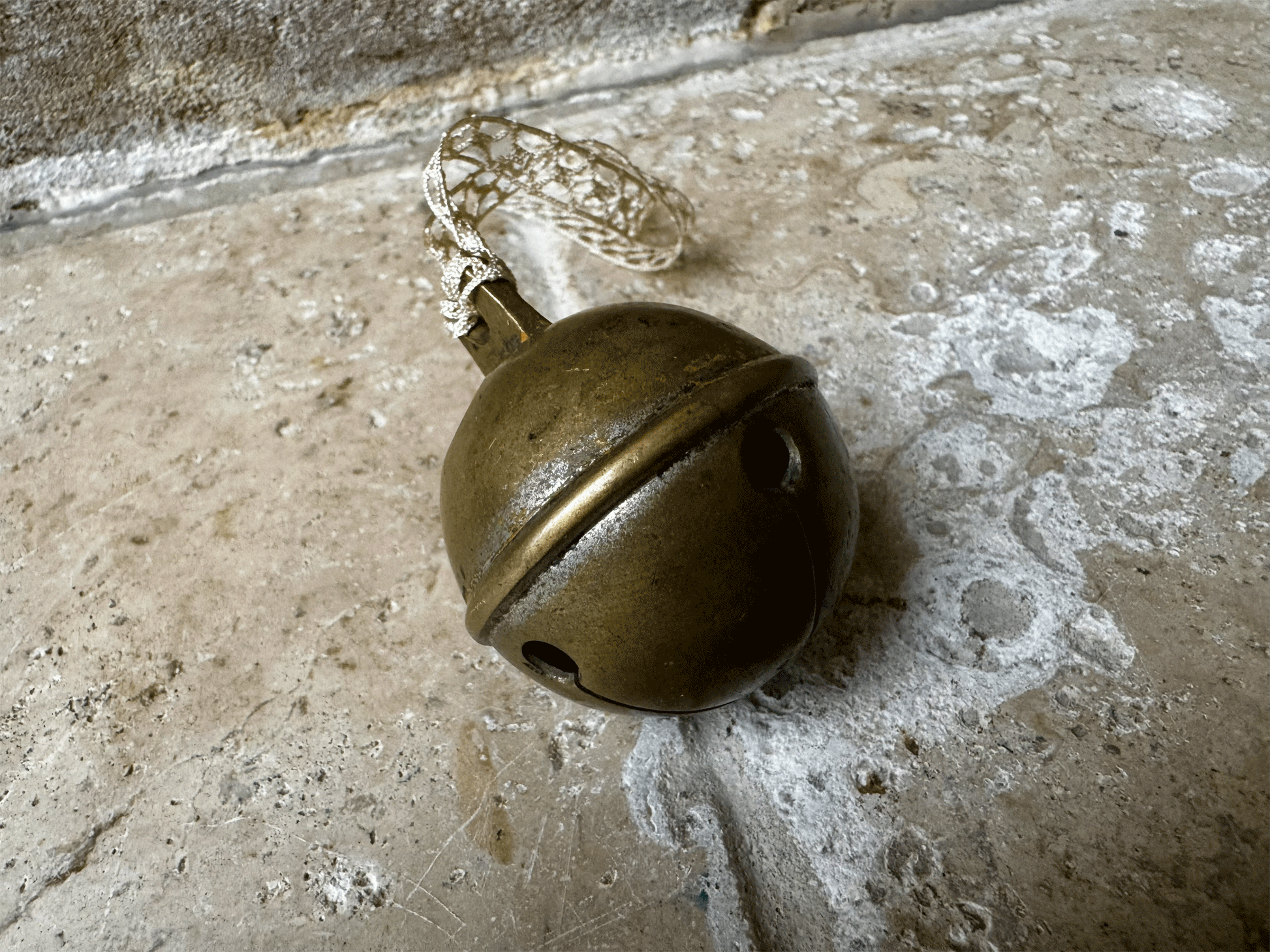 antique french christmas ornament decoration cow bell vintage english lace ribbon 