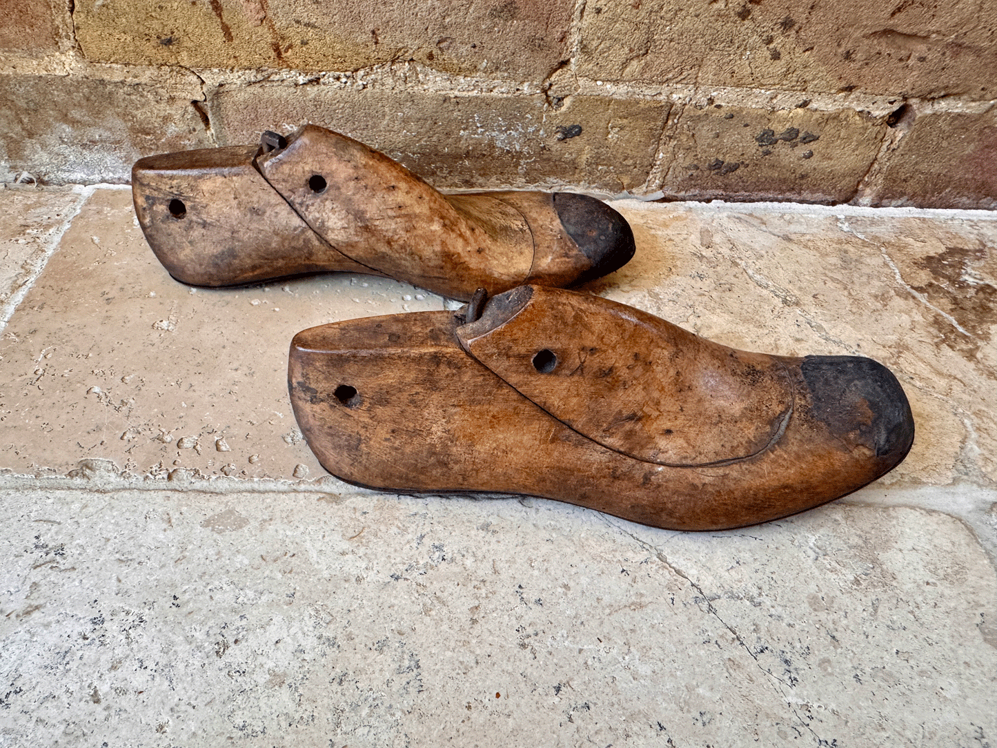 antique french 19th century wooden children shoe lasts cobblers moulds vintage styling decorative accessory