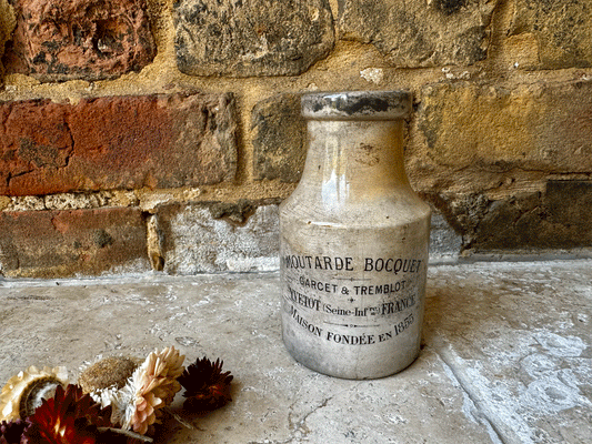 antique french sarreguemines white ironstone mustard advertising pot moutarde bocquet garcet tremblot