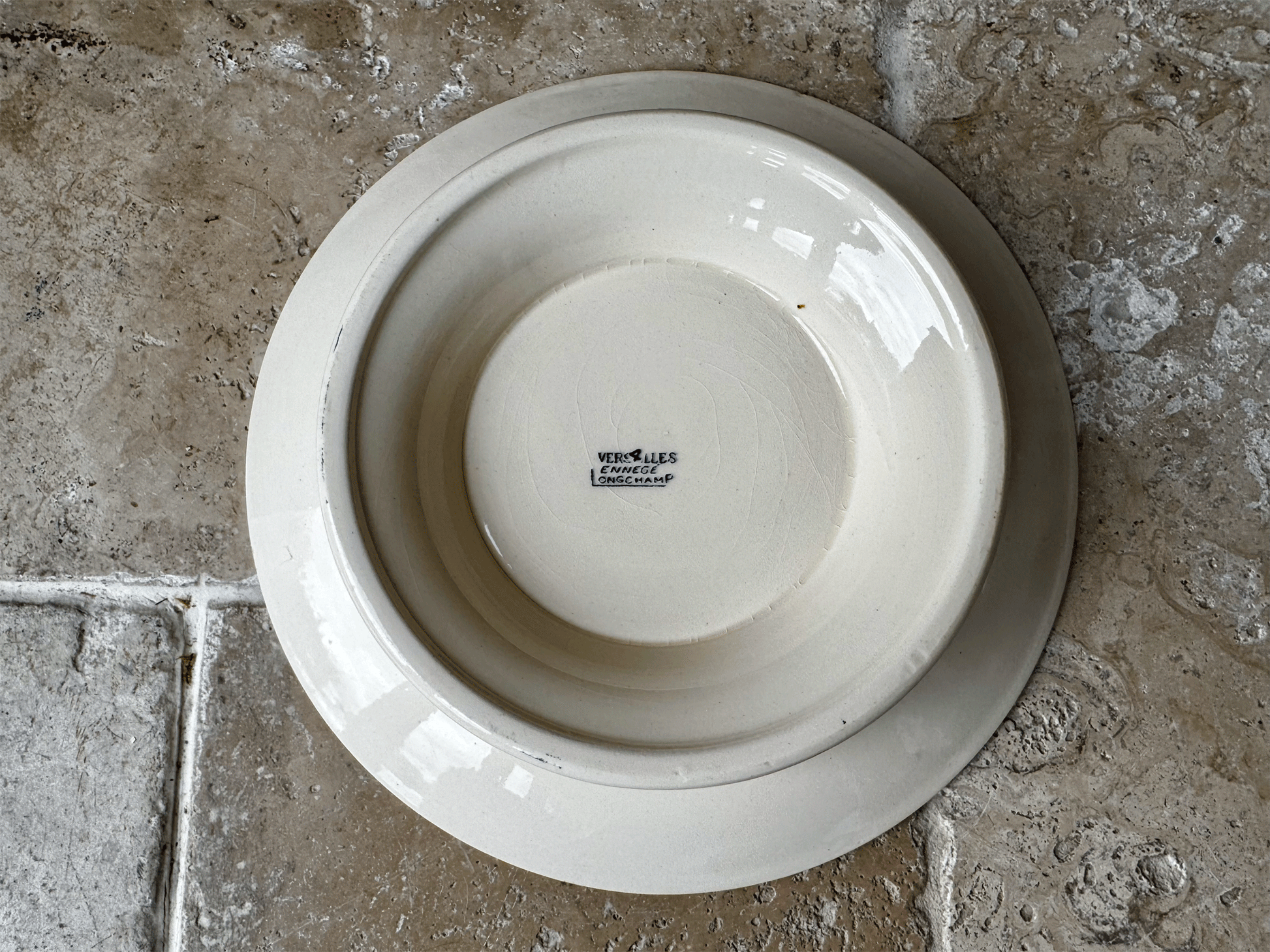 antique french teal transferware white ironstone faience ancienne compotier compote dish longchamp ennege