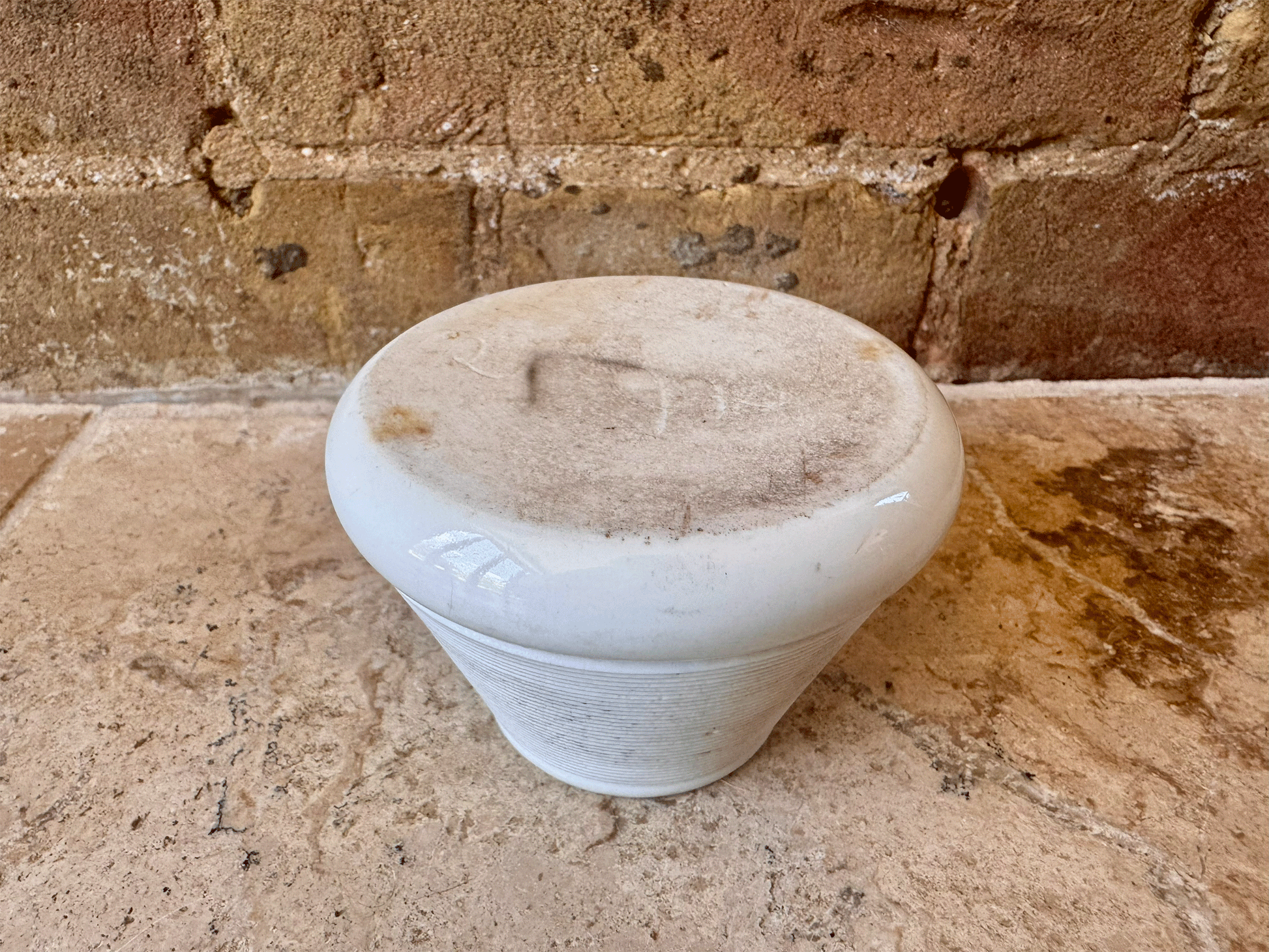 antique french white ironstone porcelain heavyweight pyrogene match striker