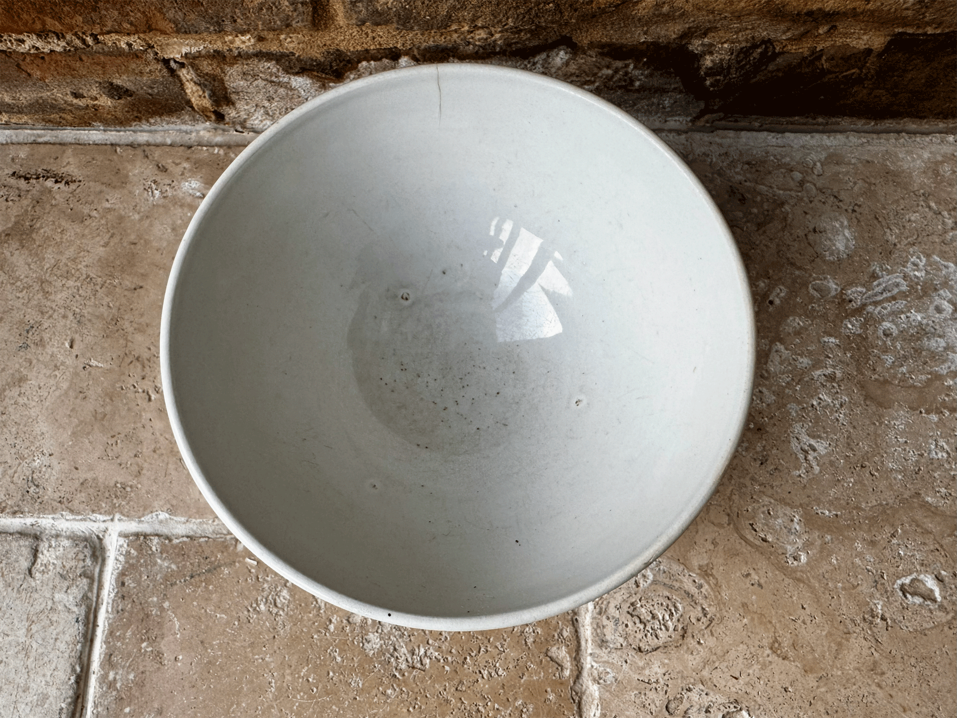 antique french extra large kg luneville plain white ironstone terre de fer cafe au lait coffee bowl