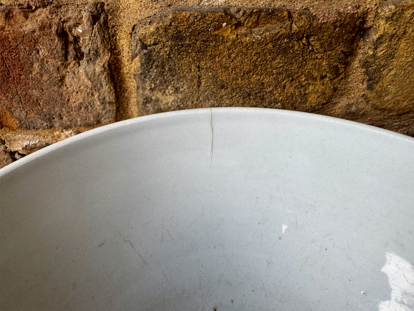 antique french extra large kg luneville plain white ironstone terre de fer cafe au lait coffee bowl