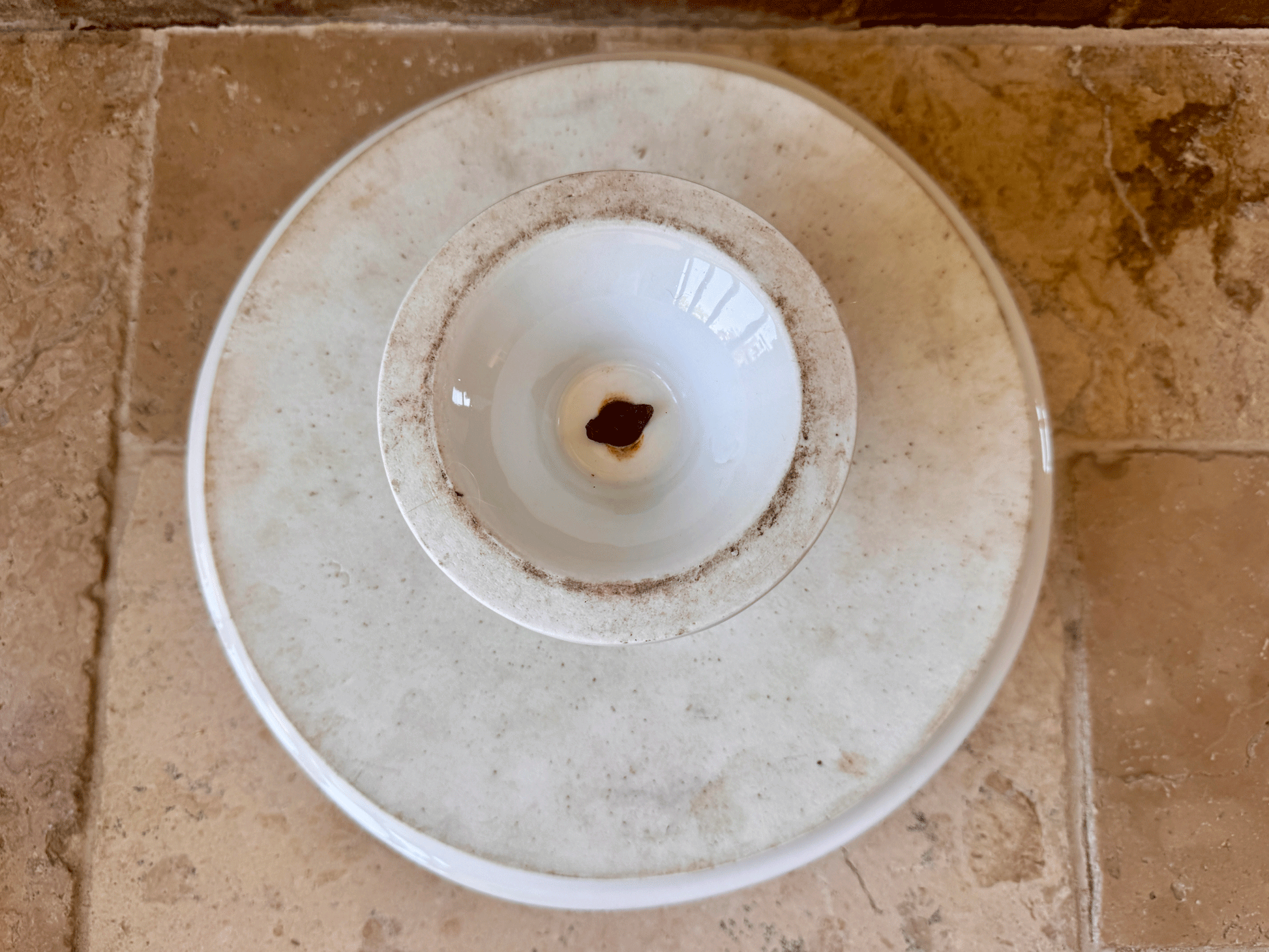 antique french large white ironstone cake stand raised middle section