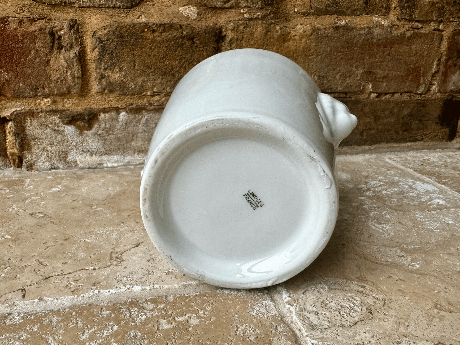 antique french plain white ironstone tall bowl planter vase limoges france
