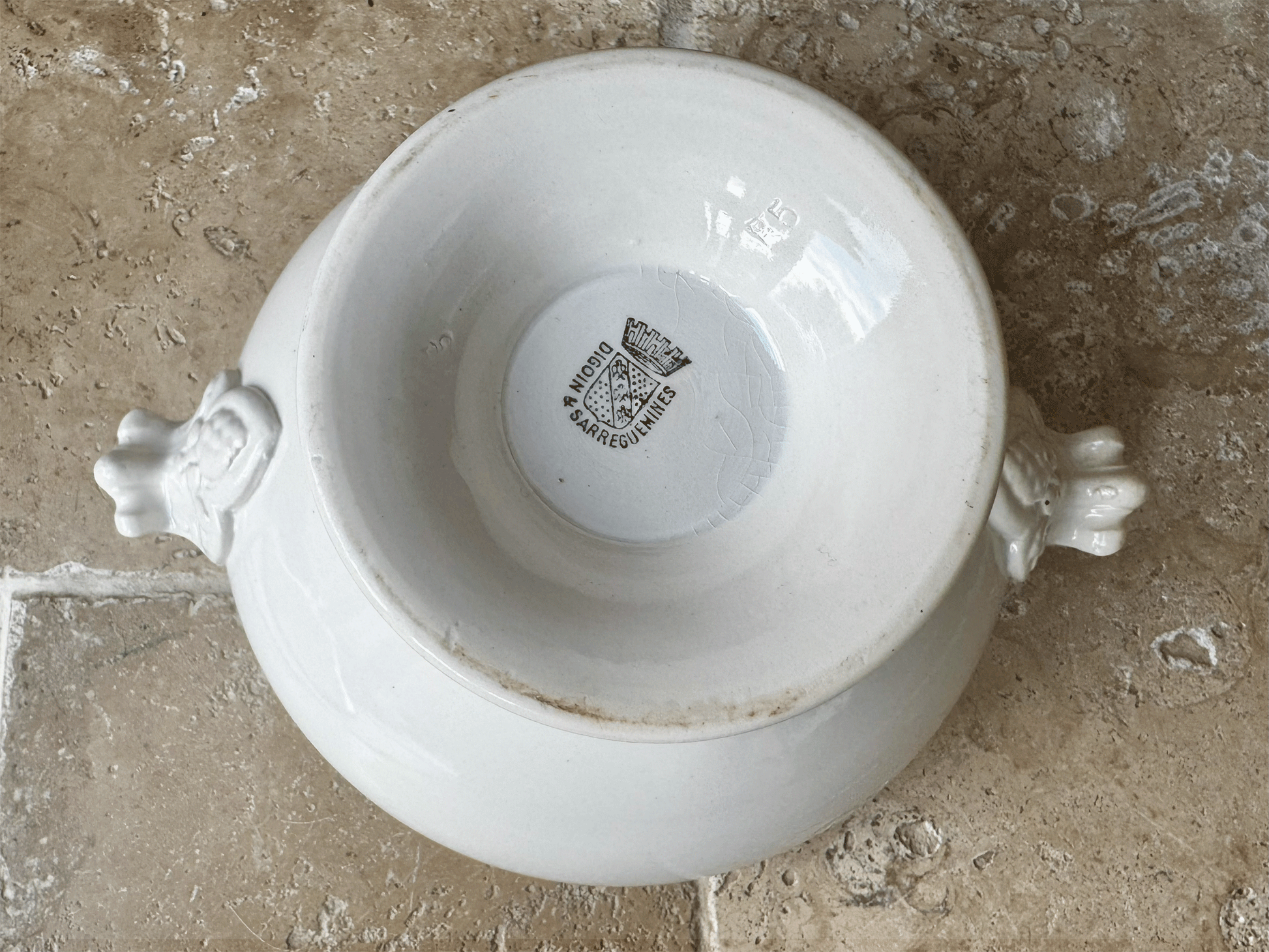 antique lidded white ironstone soupiere bowl tureen sarreguemines