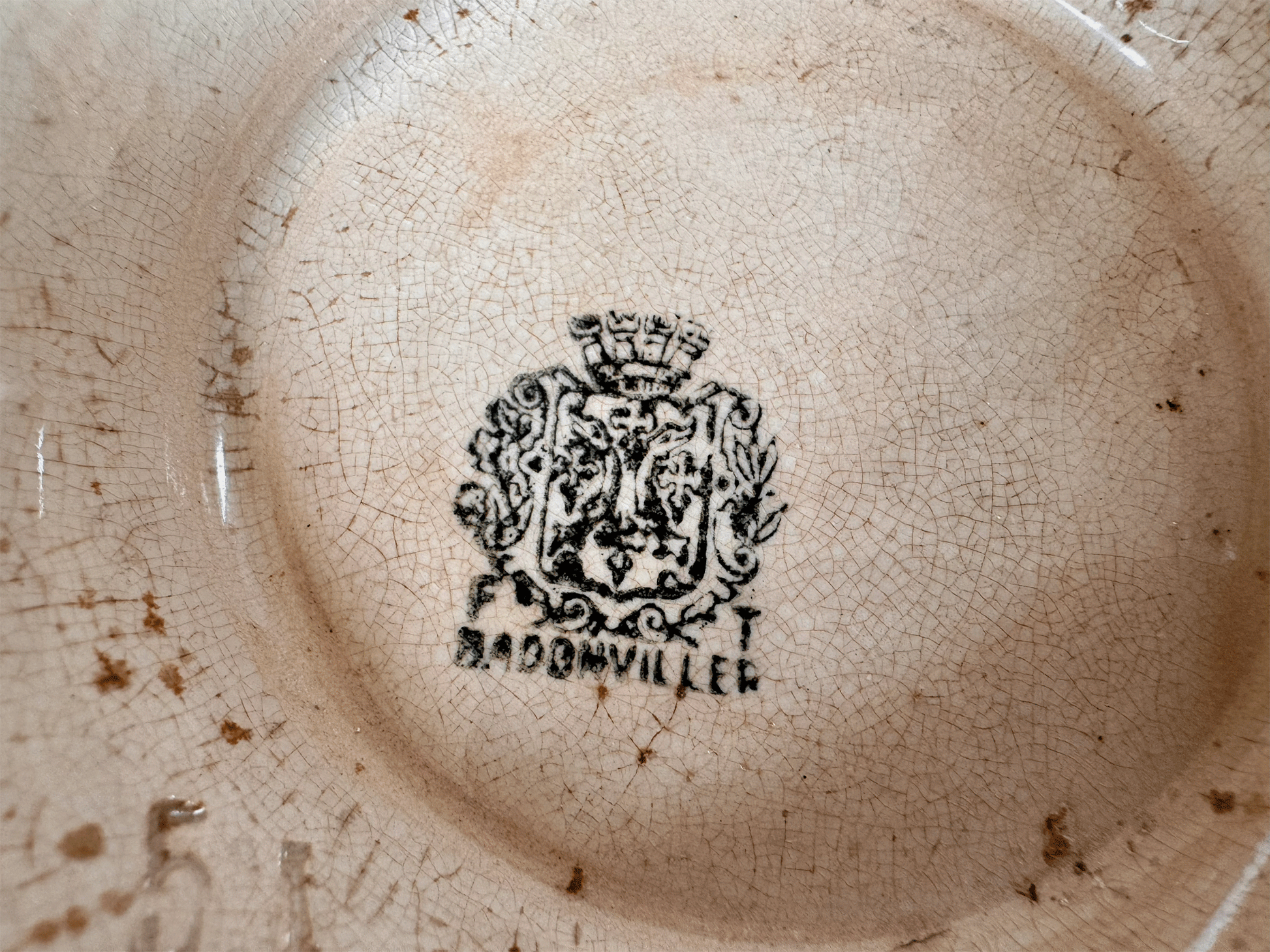 antique french timeworn buttery terre de fer ironstone soupiere bowl tureen badonviller