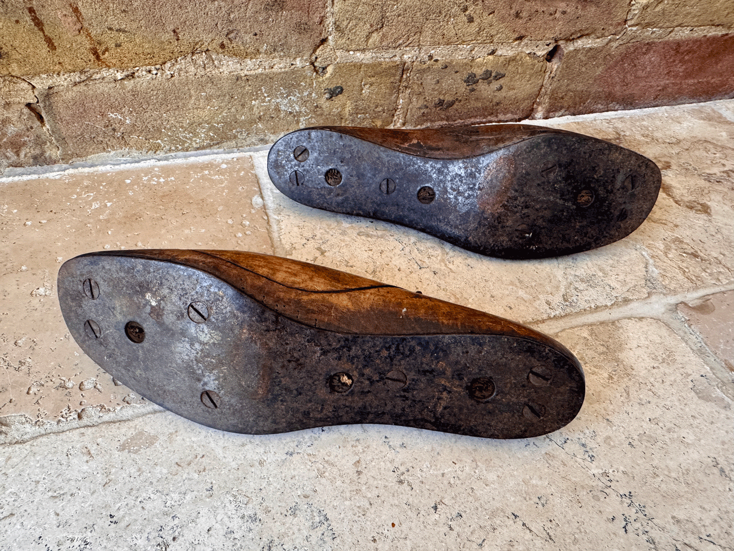antique french 19th century wooden children shoe lasts cobblers moulds vintage styling decorative accessory
