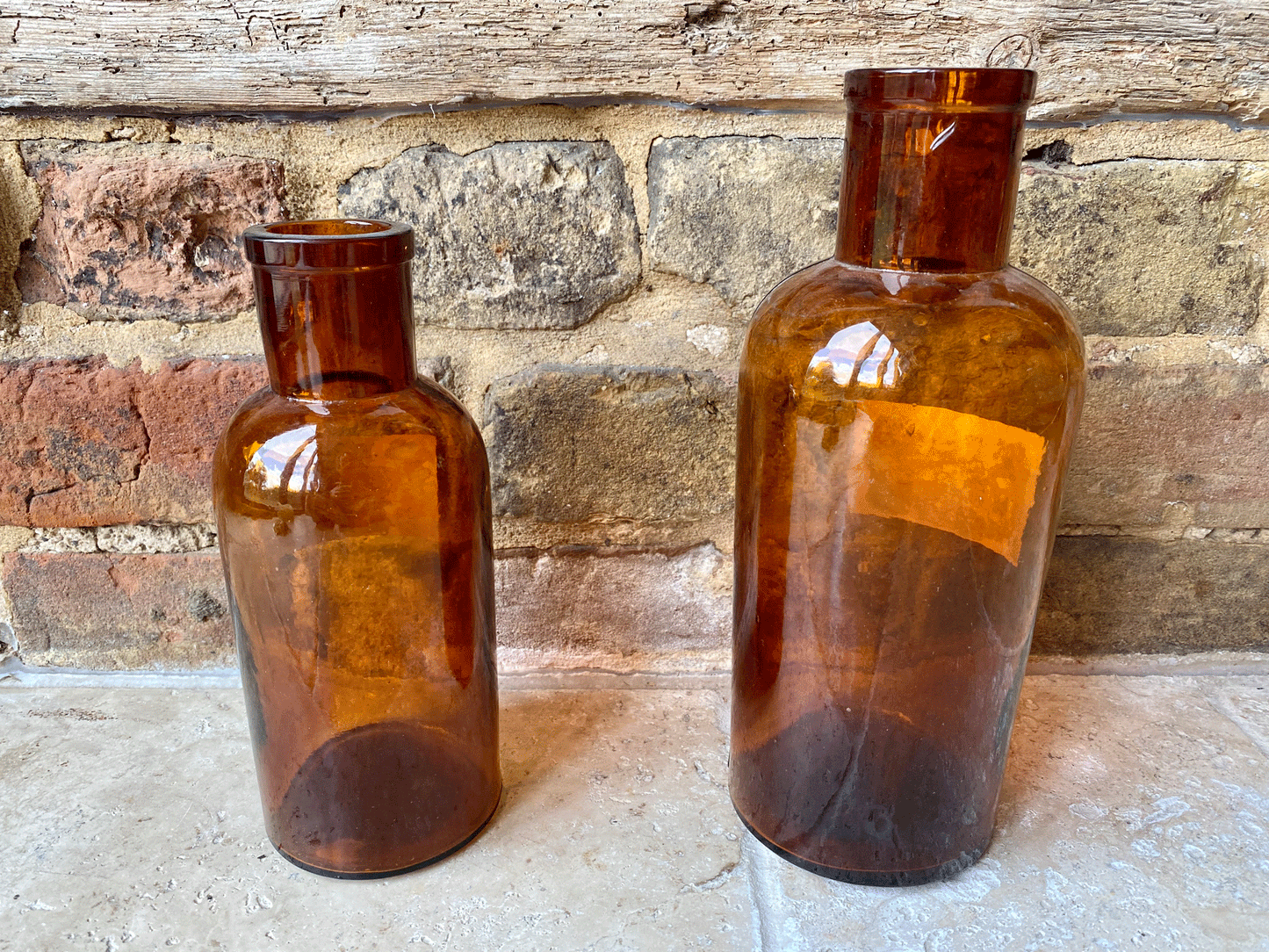 vintage french amber glass glassware bottle pharmacy apothecary