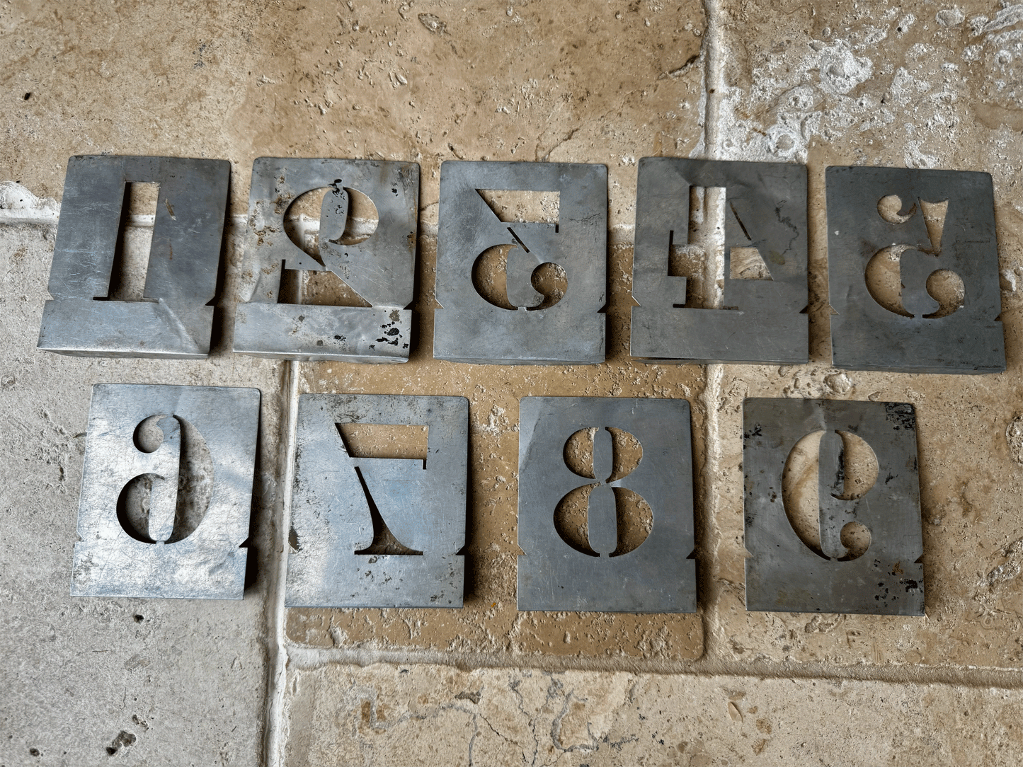 vintage french large numerical number tin stencil art deco style