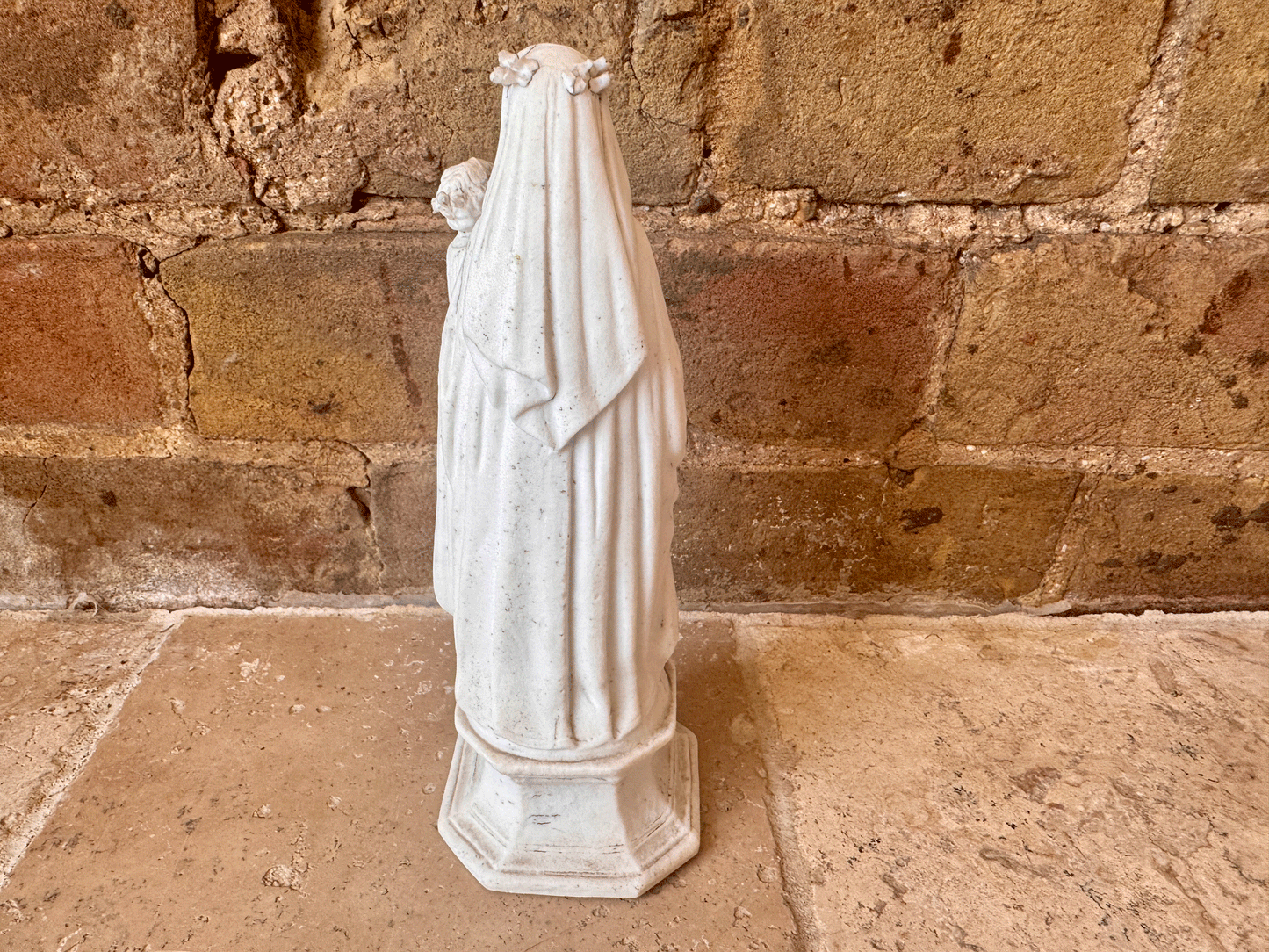 vintage french bisque porcelain statue virgin mary baby jesus religious memento