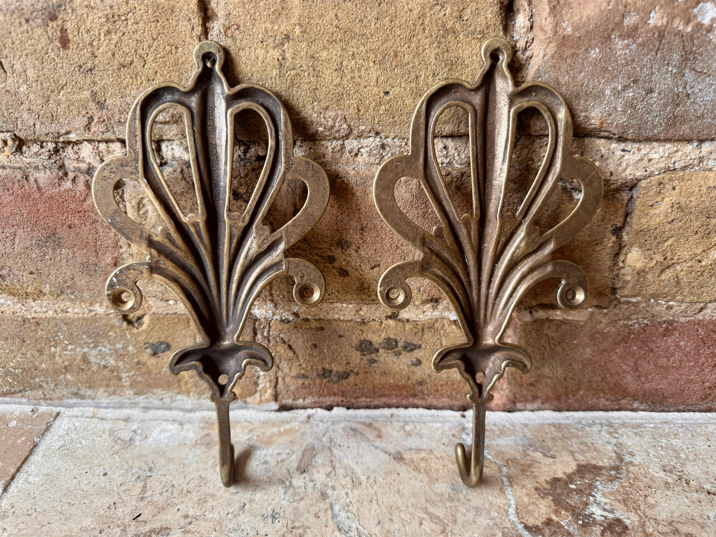 vintage mid century italian brass coat hook curtain tie back fleur de lys