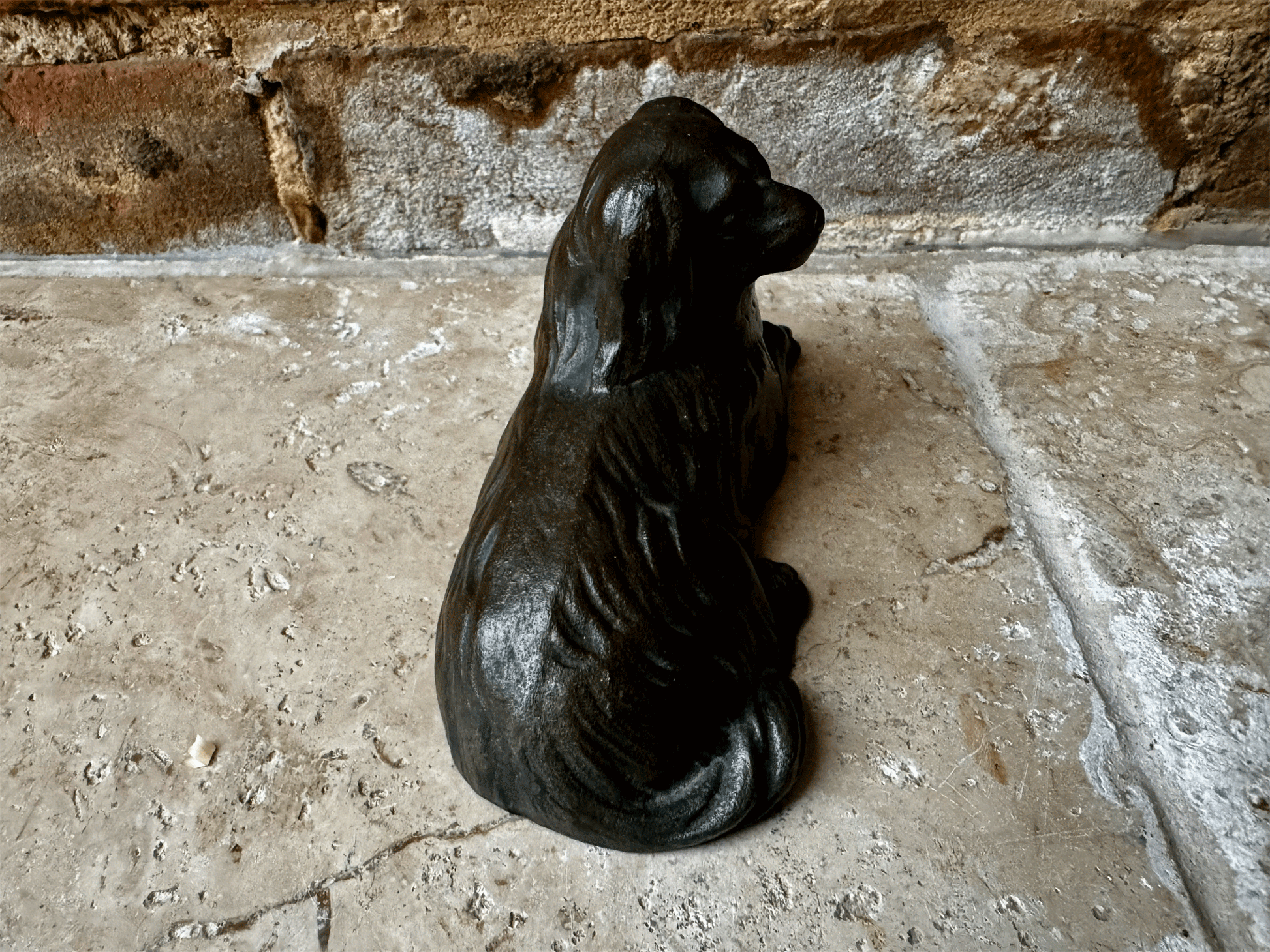 antique vintage french bronze statue dog king charles spaniel