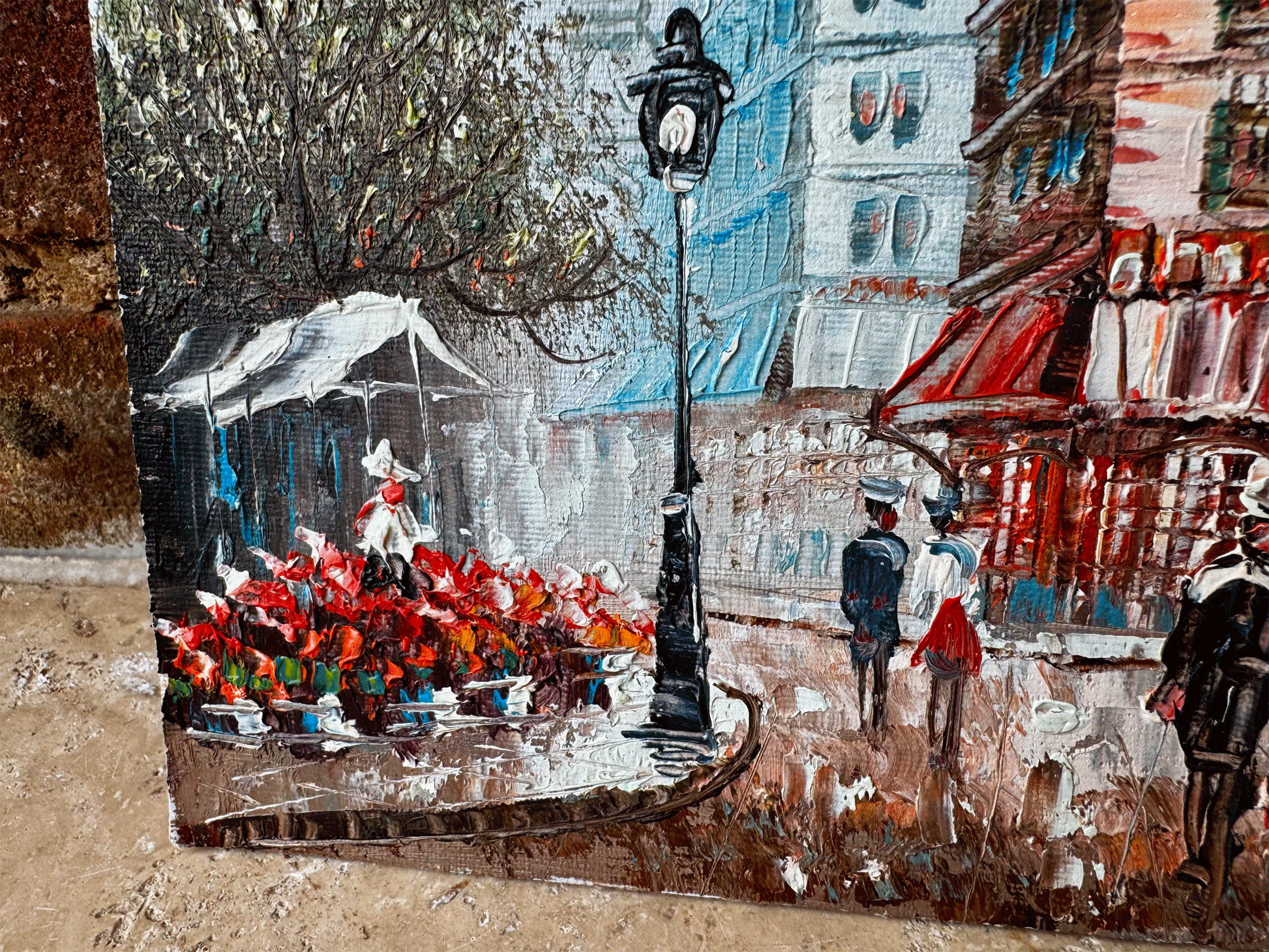 vintage french tourist paris oil painting canvas board tour eiffel tower burnett