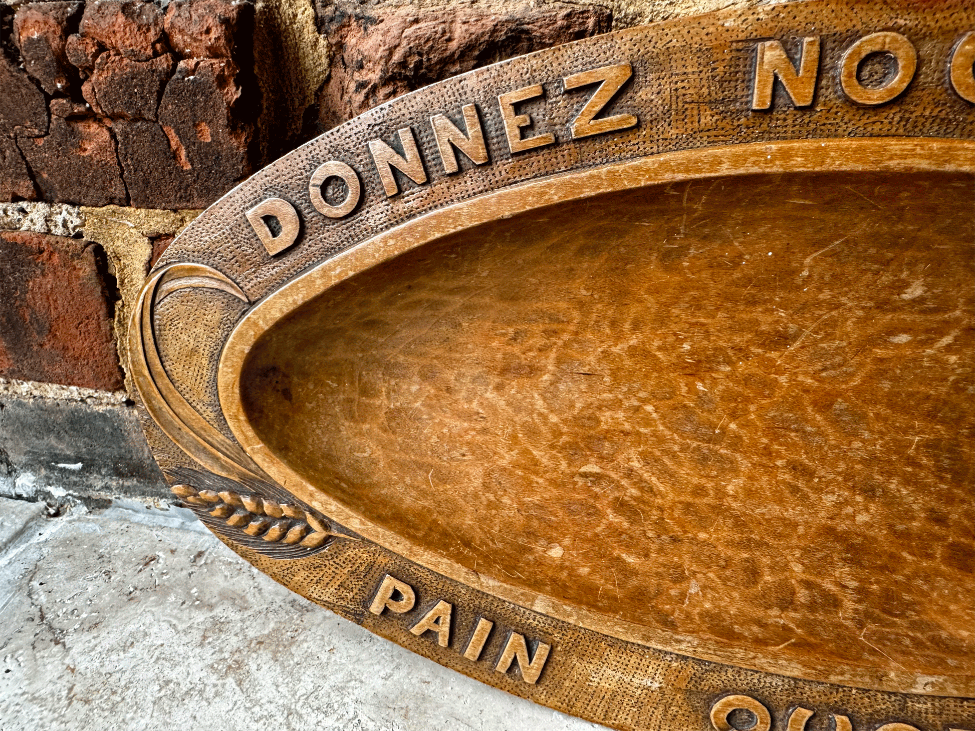 vintage french daily bread pain quotidien platter breadboard dish