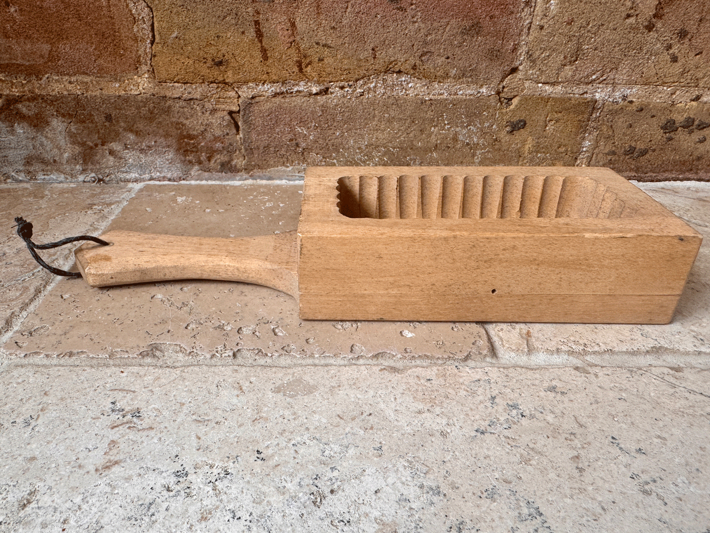 vintage french carved wooden butter brick stamp mould floral flowers foliage