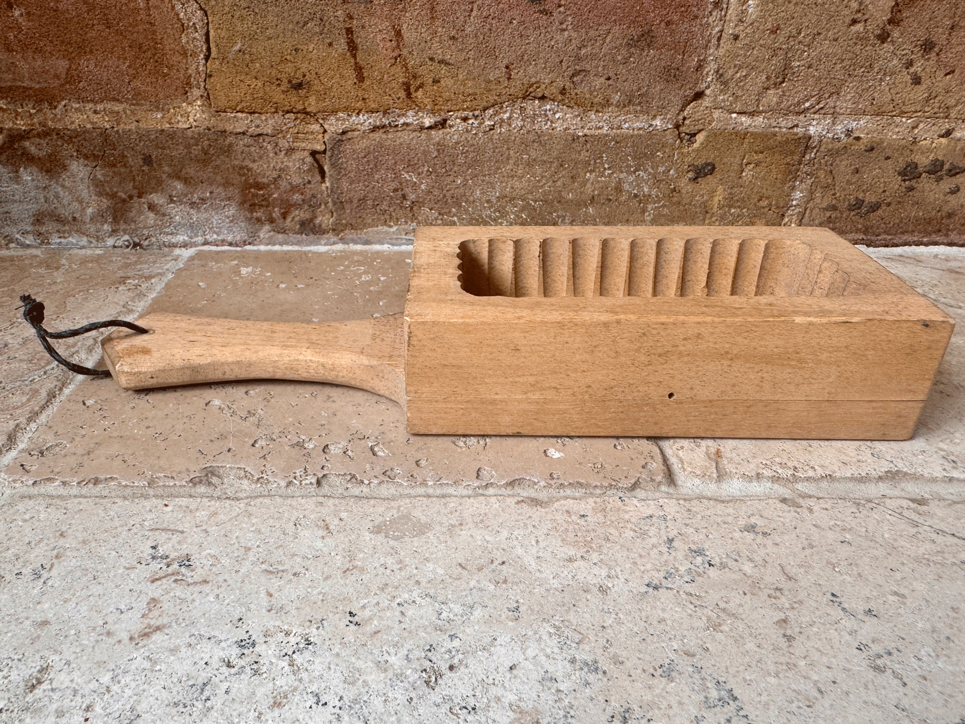 vintage french carved wooden butter brick stamp mould floral flowers foliage