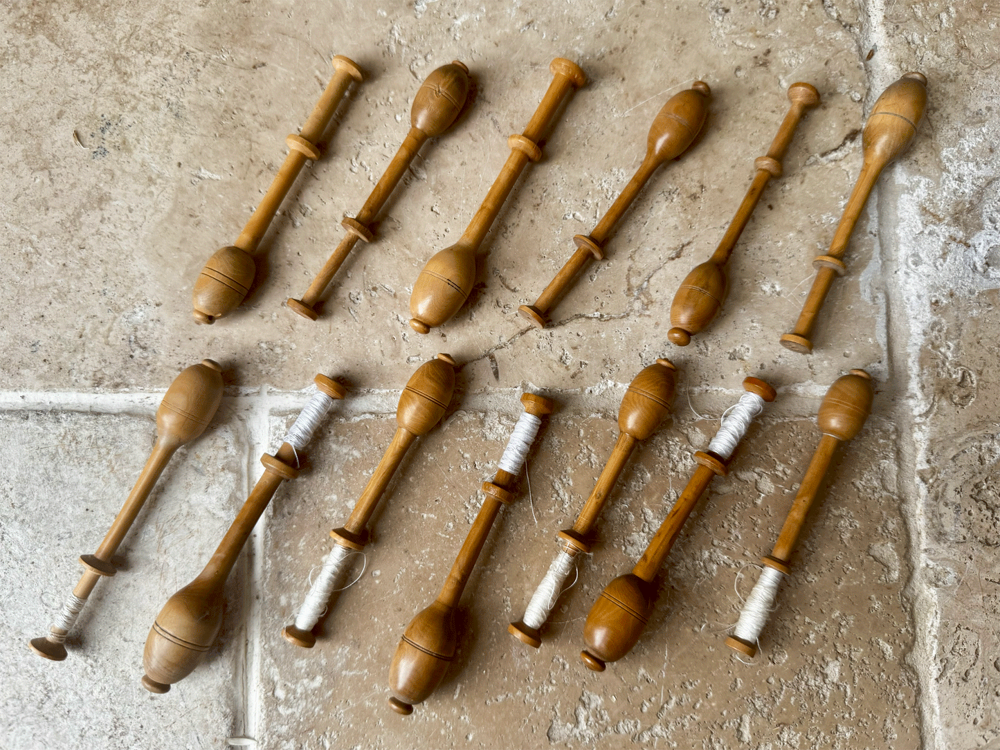 vintage french wooden treen lace cotton bobbin