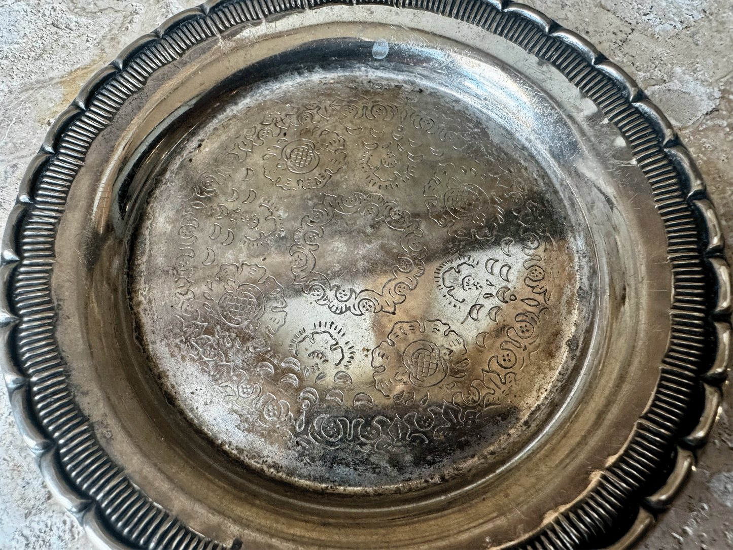 vintage french decorative silver plated wine bottle tray holder trinket jewellery dish