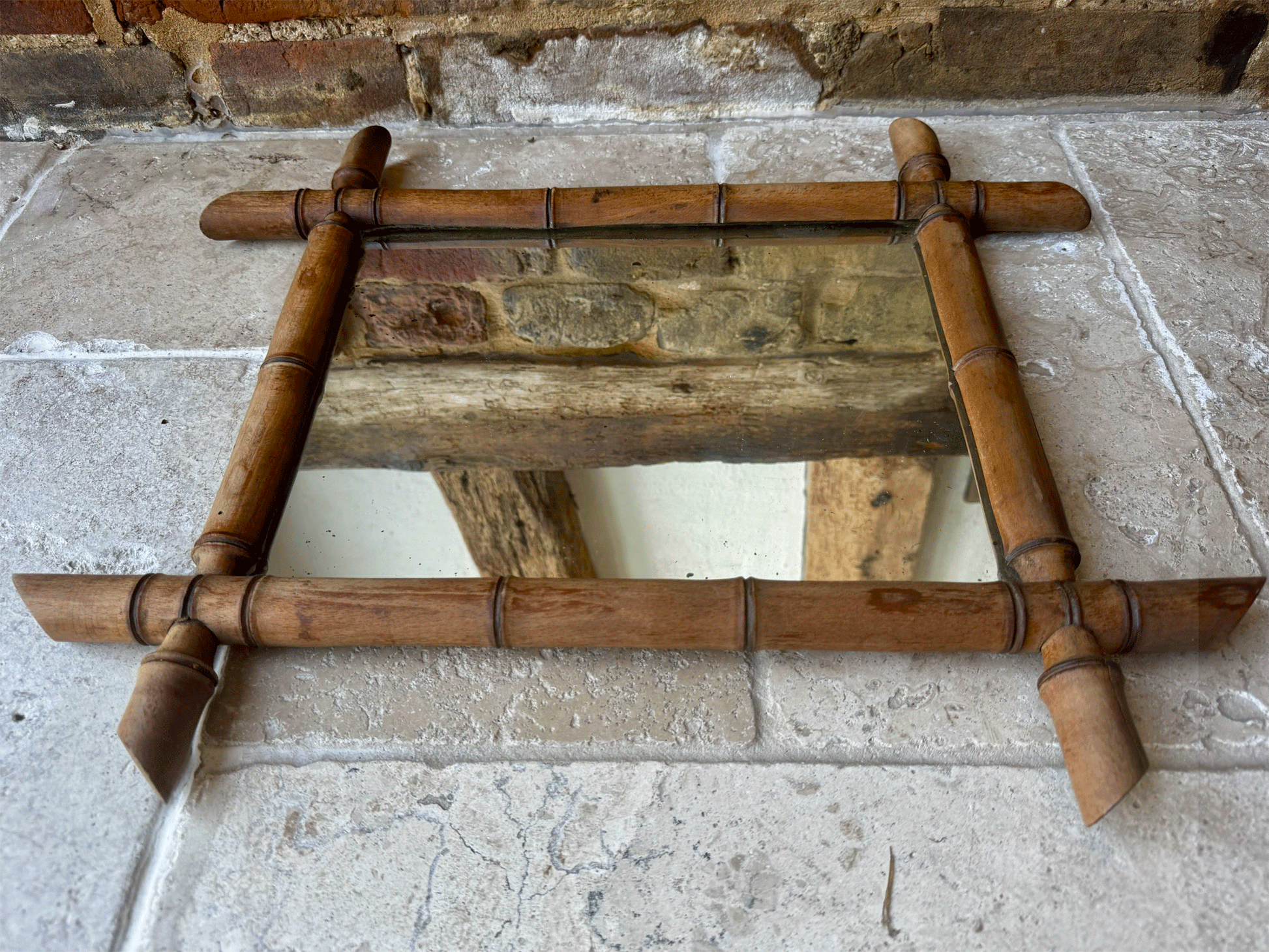 vintage french chinoiserie faux bamboo art deco french wooden framed mirror
