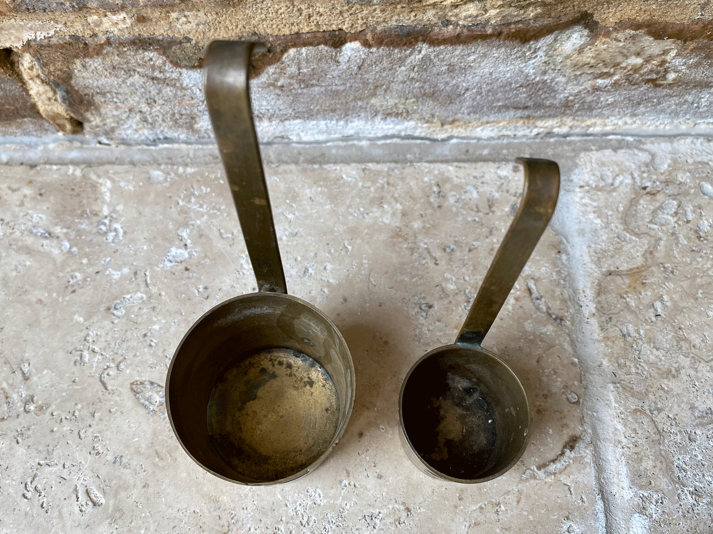 vintage french set graduated brass measures measuring cup